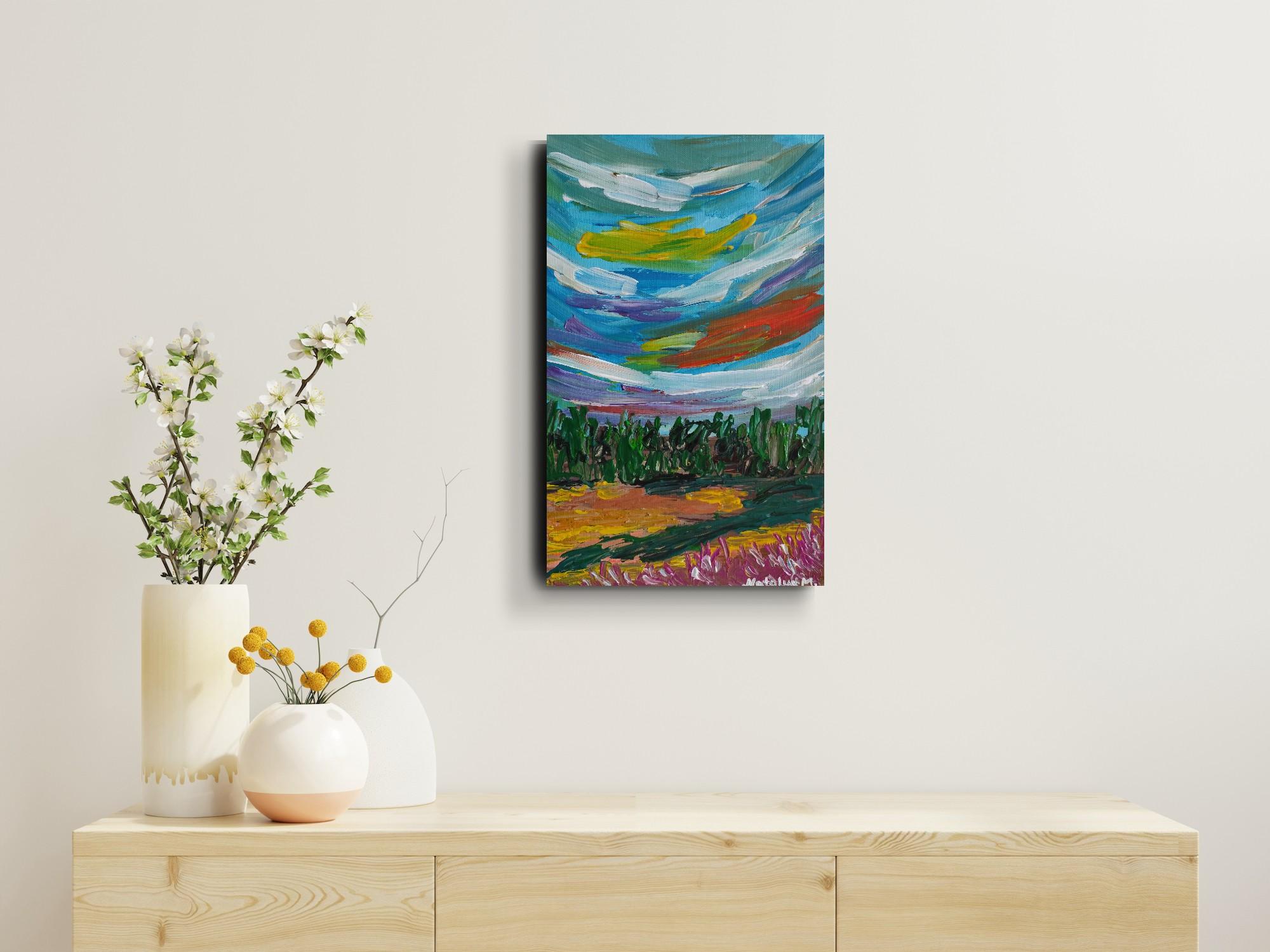 Lienzo impresionista abstracto expresivo vívido de pintura de naturaleza 
