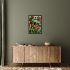 « fusion de l'arc-en-ciel printanier » (peinture florale abstraite colorée et vibrante )