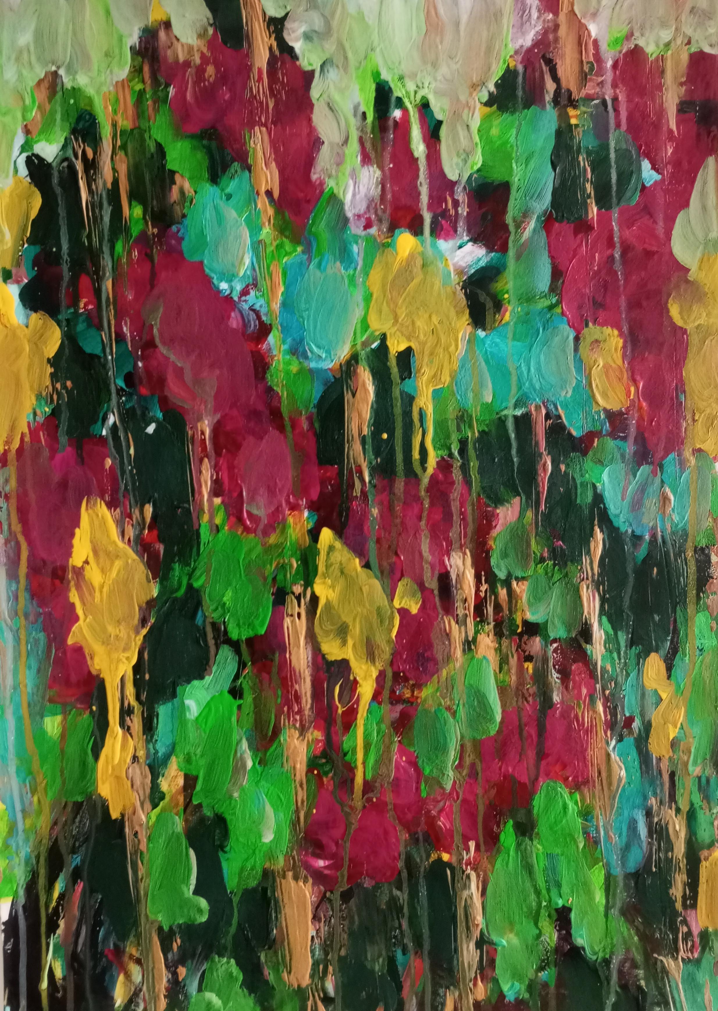 Mougenot Natalya Abstract Painting – Regenbogen-Wolken fusioniert 