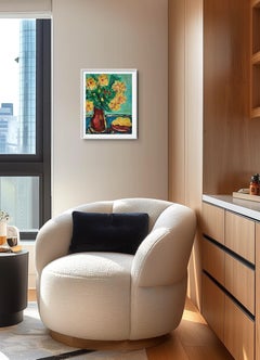 "Sunflower joy" Contemporary abstract impressionist still life floral painting