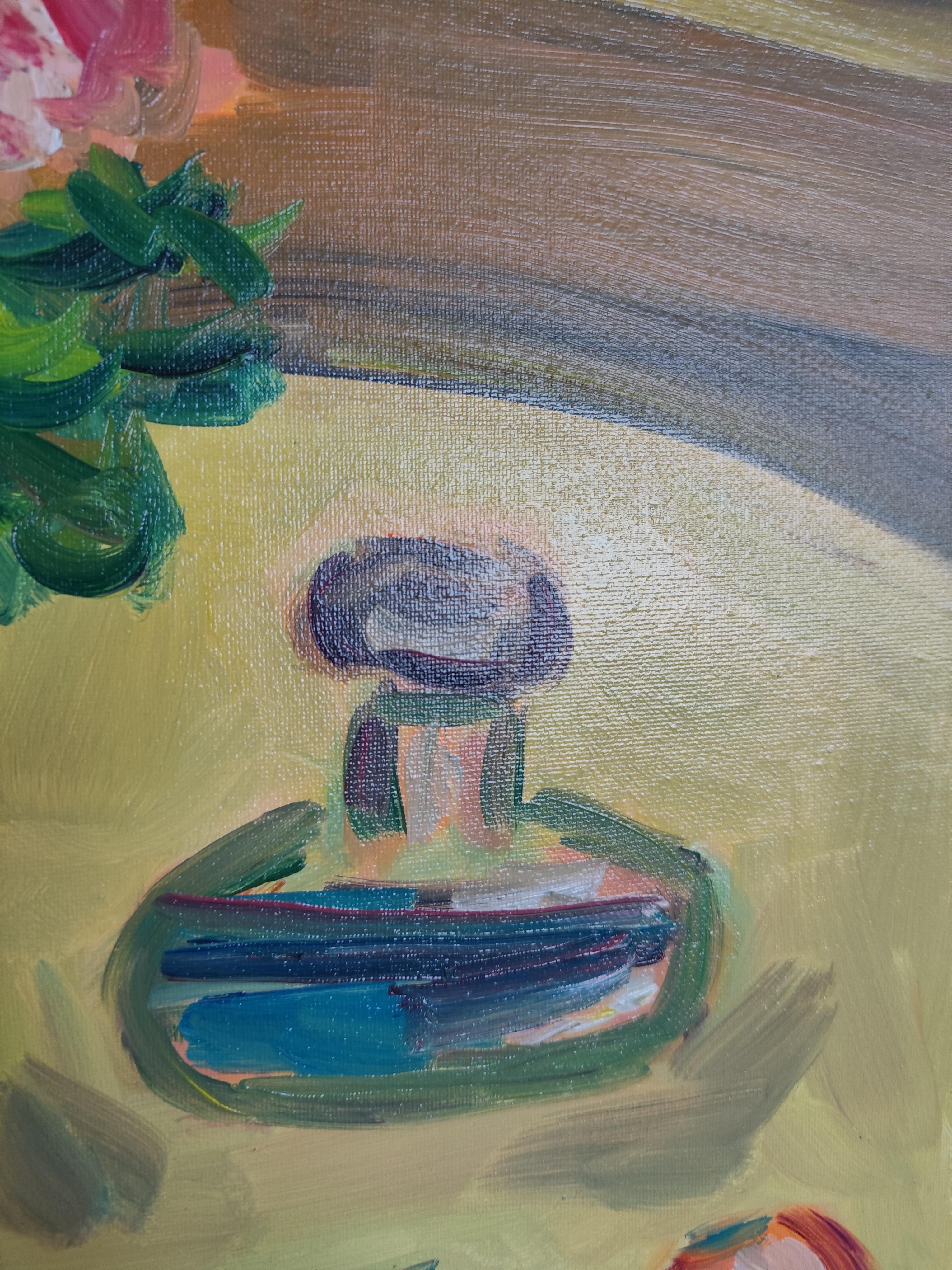 Bodegón floral impresionista Pintura al óleo sobre lienzo Soleado 