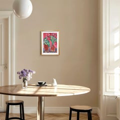 " Table en ombre rosée " Expressionnisme contemporain nature morte peinture florale.