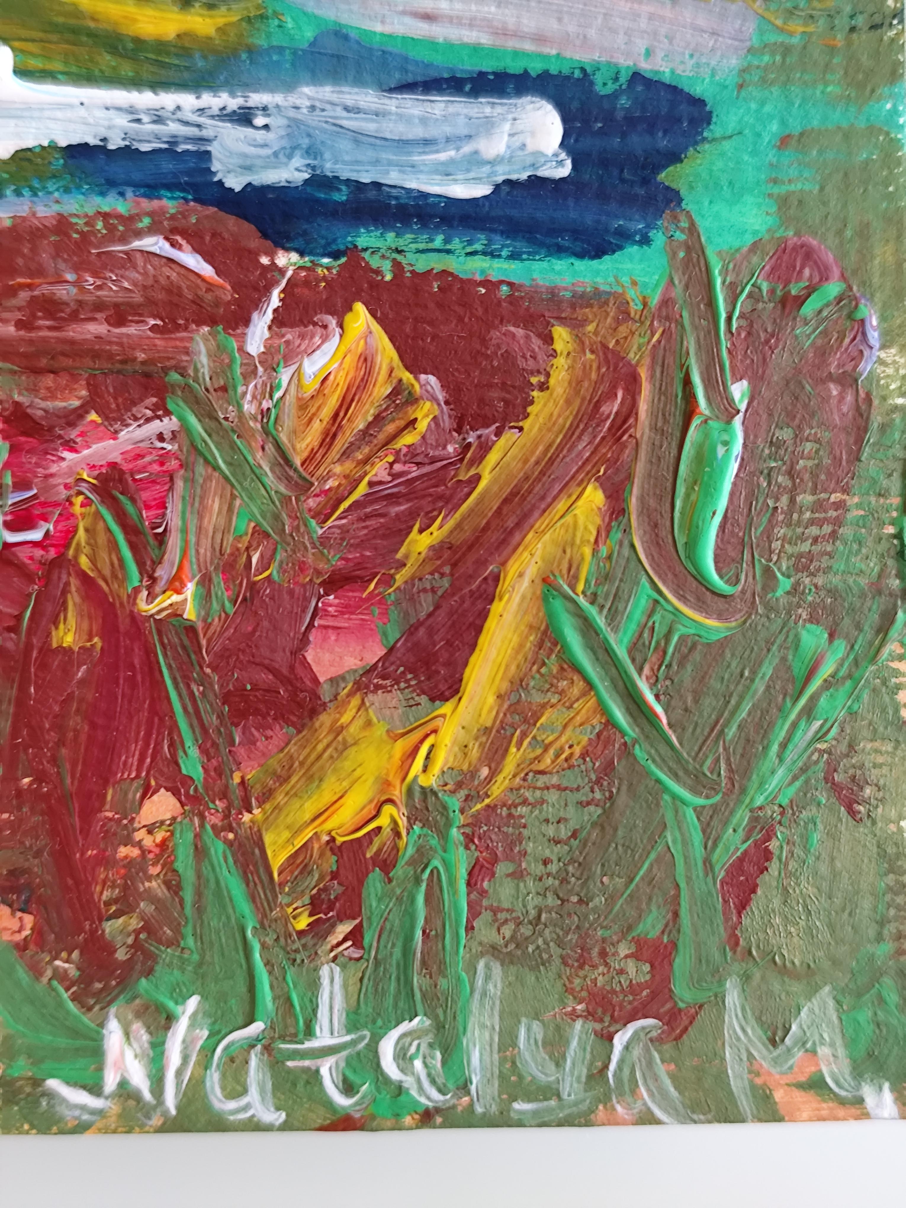Pintura acrílica sobre papel abstracta impresionista expresiva naturaleza costa costa en venta 11