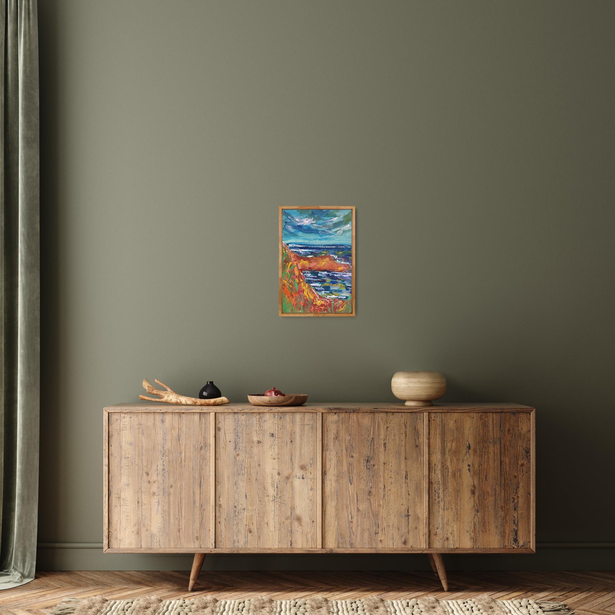 Pintura acrílica sobre papel abstracta impresionista expresiva naturaleza costa costa en venta 2