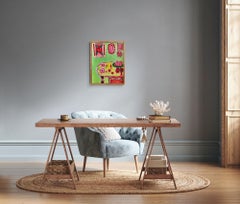 "The gentle Home" Contemporary figurative interior acrylic painting on paper