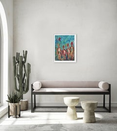 "The unity of souls" ( contemporary semi-abstract figures painting on paper)