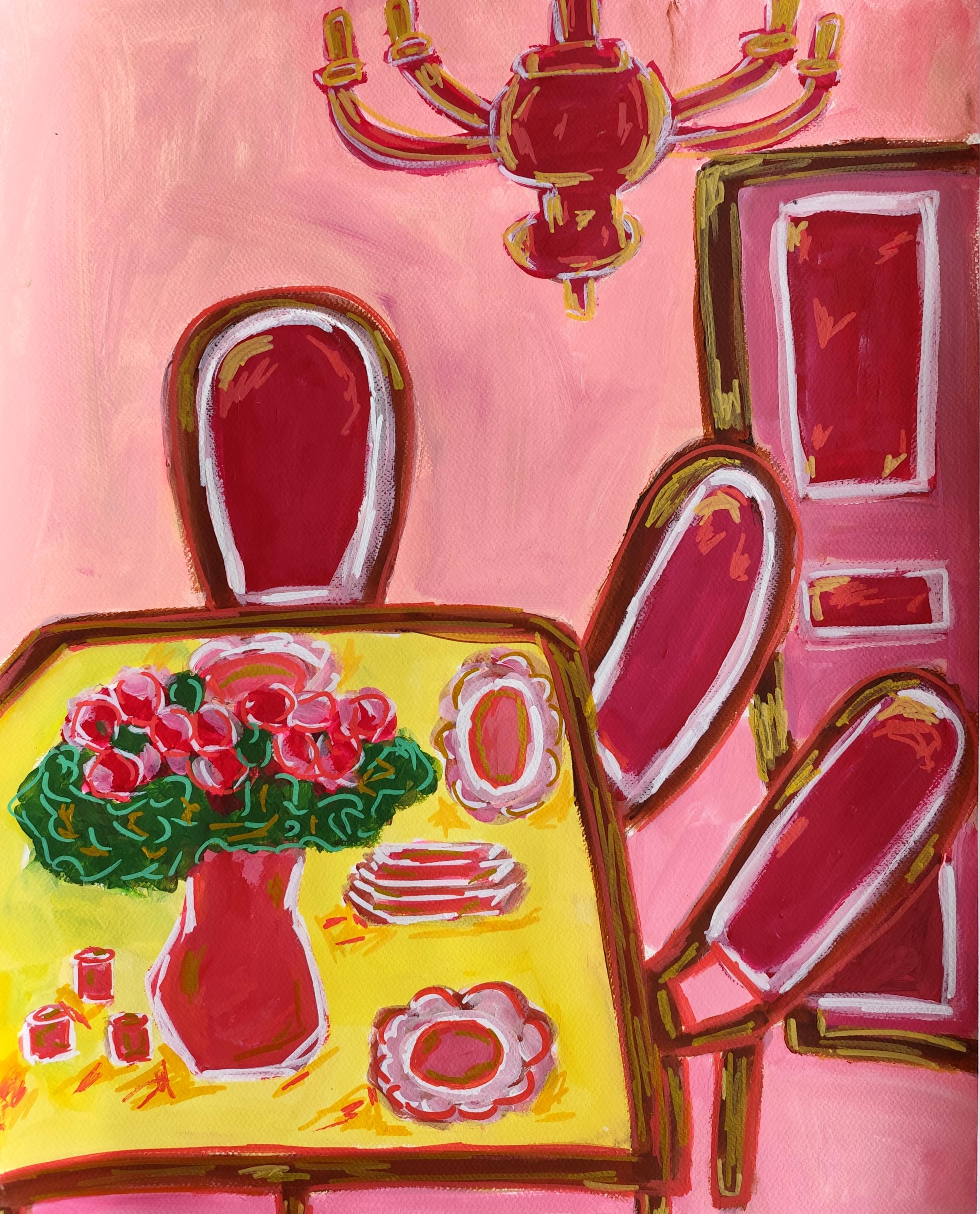 Mougenot Natalya Figurative Painting - "This tender place "Contemporary figurative interior acrylic painting on paper