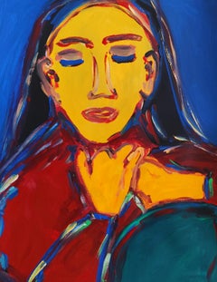 "Thought's eclipse" Contemporary figurative woman's portrait acrylic painting