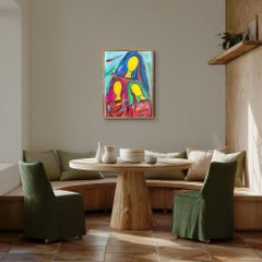 "Three voices" Large-format Figurative portrait  three women painting on paper