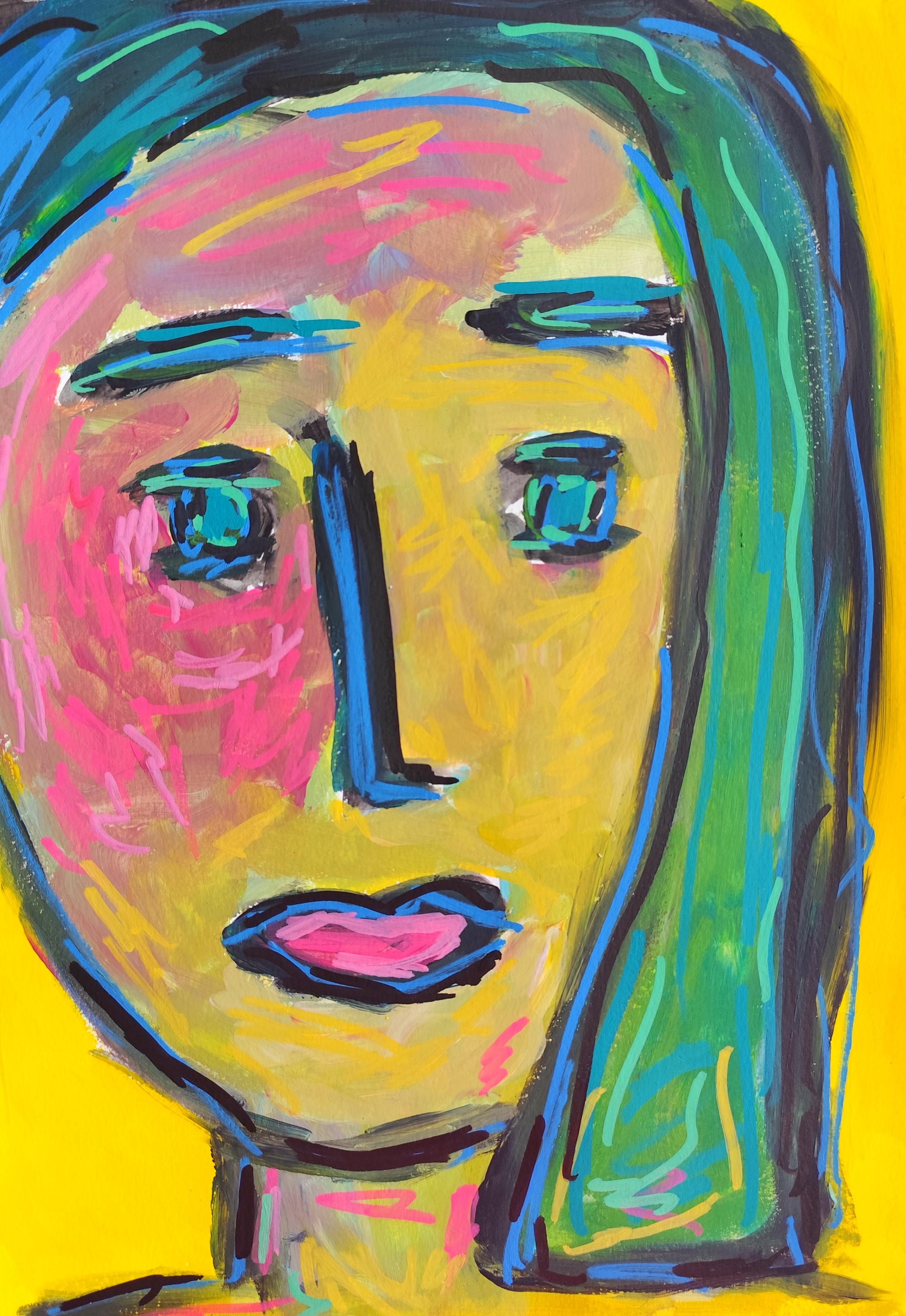 "Time within" Contemporary abstract expressionist woman's portrait painting