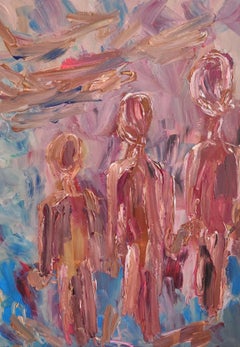 "Together we are  a force" (contemporary semi-abstract acrylic figures on paper)