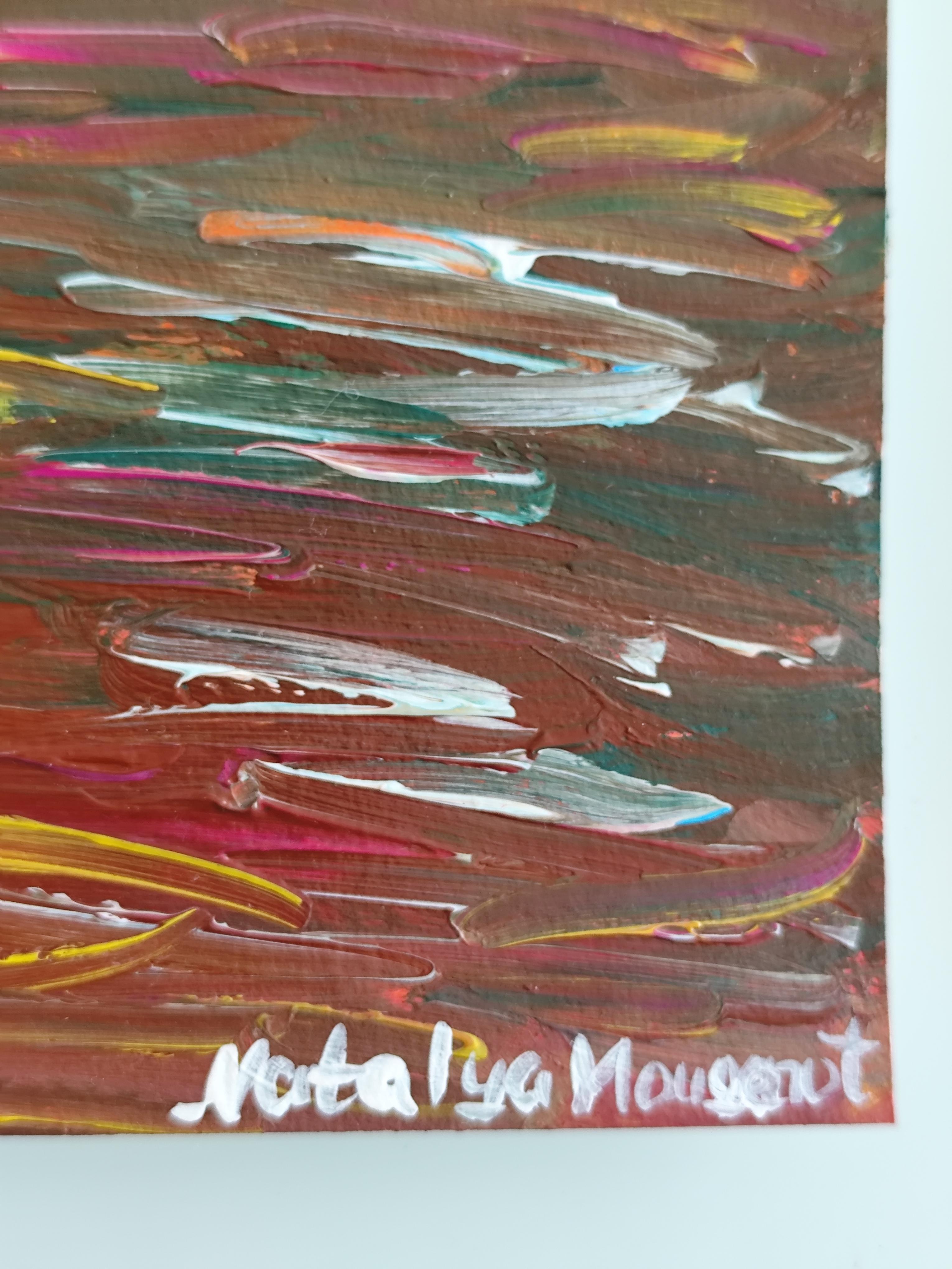 Pittura acrilica astratta contemporanea su carta di un paesaggio marino impressionista in vendita 11