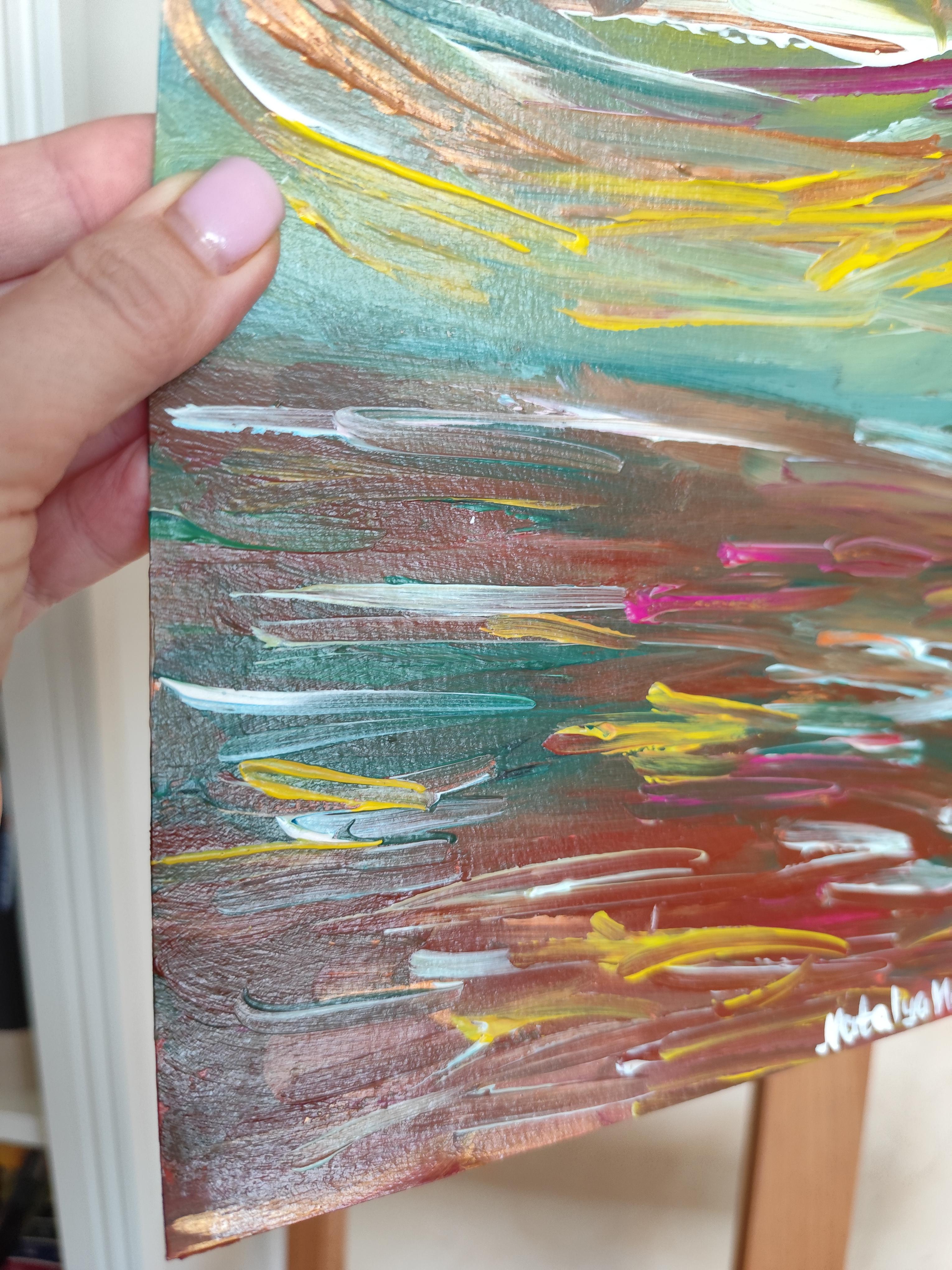 Pittura acrilica astratta contemporanea su carta di un paesaggio marino impressionista in vendita 15