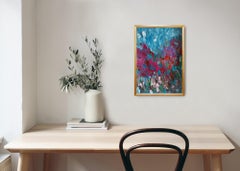 Contemporary abstract expressive floral painting "Vibrant spring flowers "
