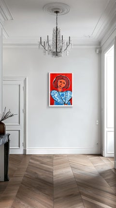 "Vibrant woman" Large-format woman's portrait painting inspired by Henri Matisse