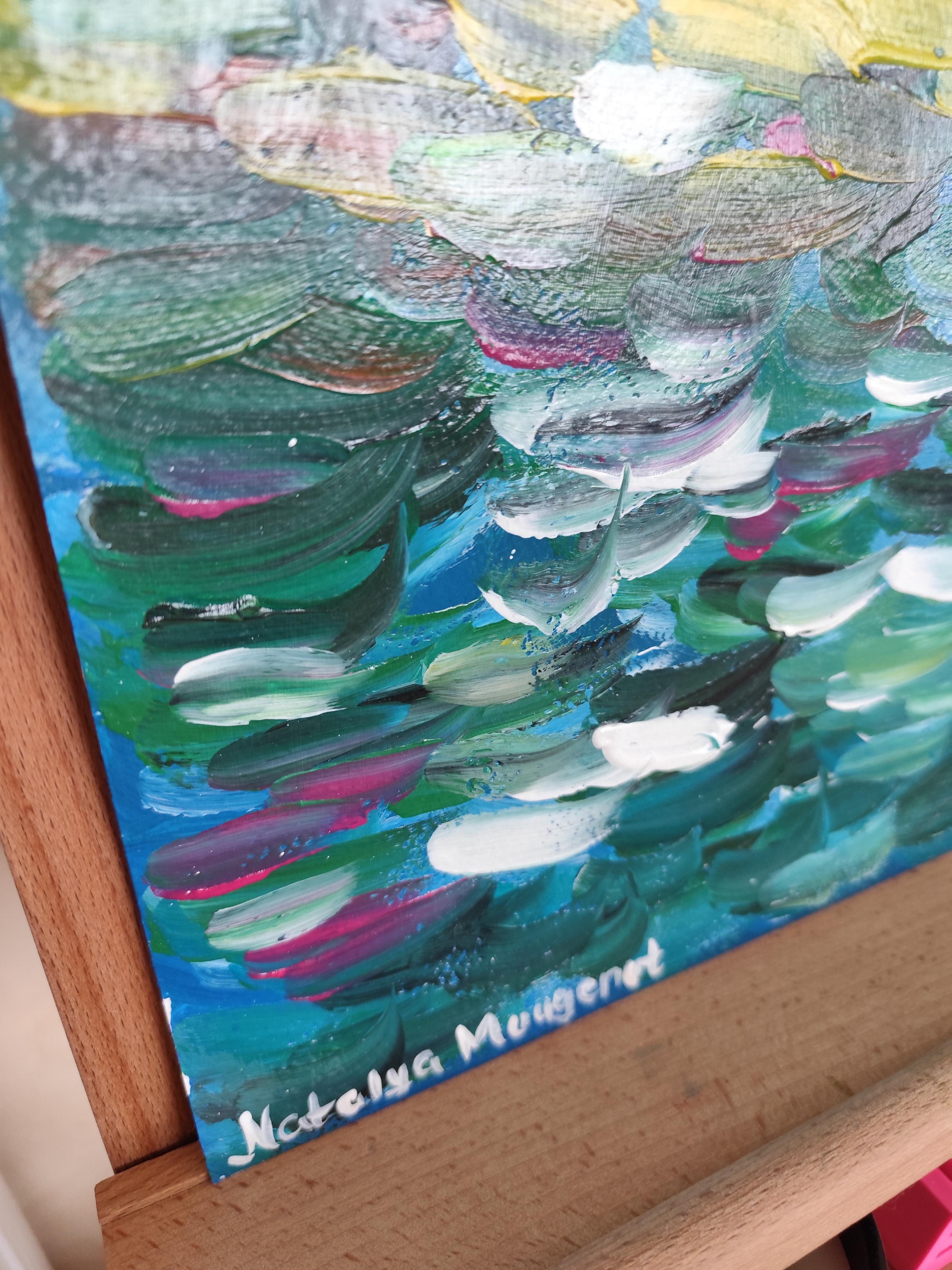 Paysage marin expressif et contemporain, vagues de l'océan, peinture acrylique sur toile.  papier en vente 7