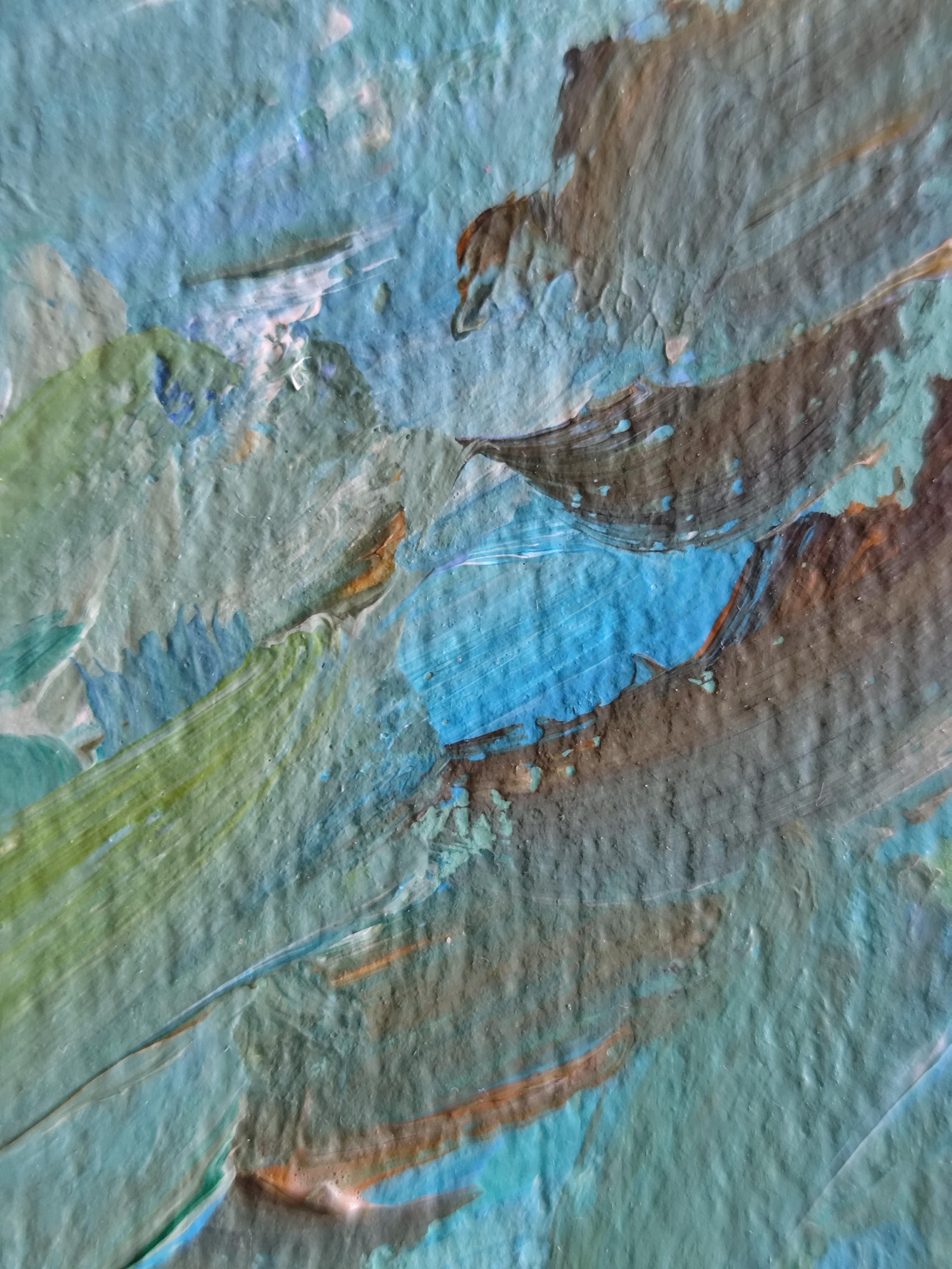 Peinture acrylique contemporaine sur papier, paysage marin abstrait et impressionniste en vente 15