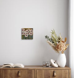 "Wild Camomile " Miniature Oil floral daisies impressionist painting on canvas