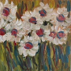 "Wild Camomile " Miniature Oil floral daisies impressionist painting on canvas