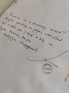 Art figuratif contemporain portrait de femme abstrait peinture acrylique sur papier