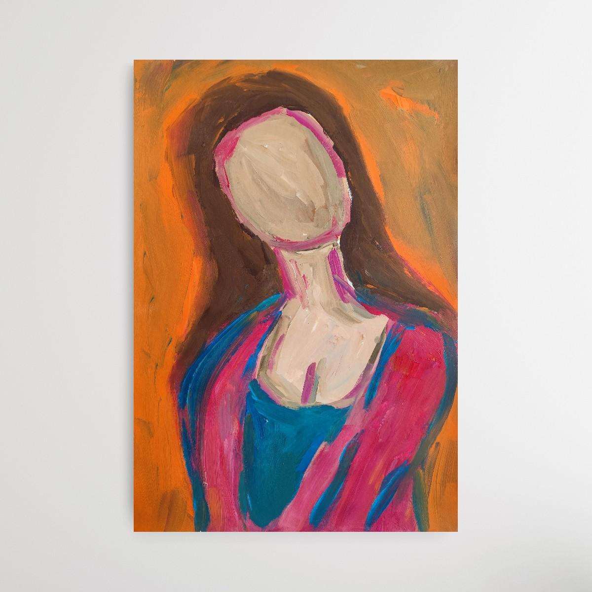 Arte figurativa contemporanea ritratto astratto di donna pittura acrilica su carta in vendita 15