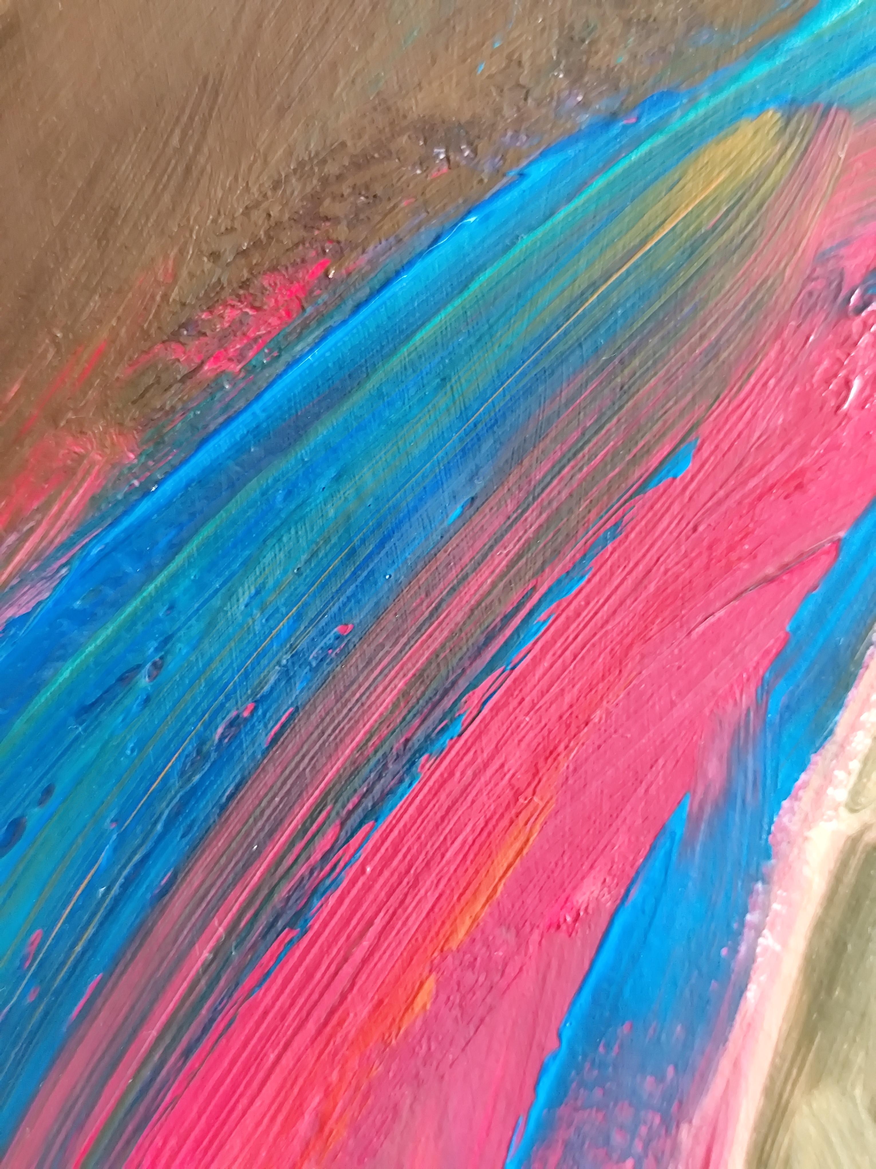 Arte figurativa contemporanea ritratto astratto di donna pittura acrilica su carta in vendita 2
