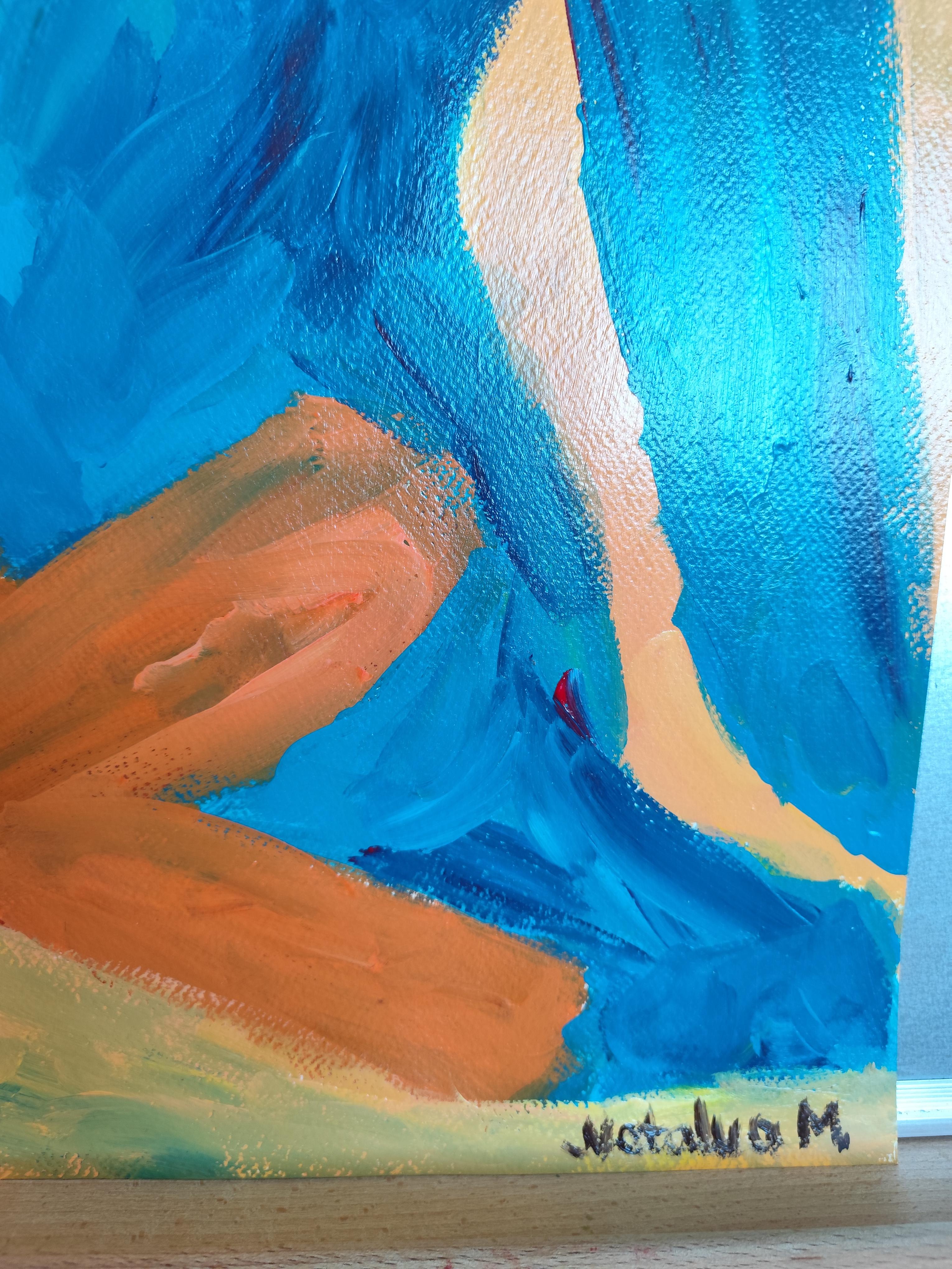 Pintura acrílica figurativa abstracta sobre papel  