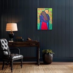 "Tu sei la mia ancora" Pittura figurativa contemporanea di grande formato coppia di carta