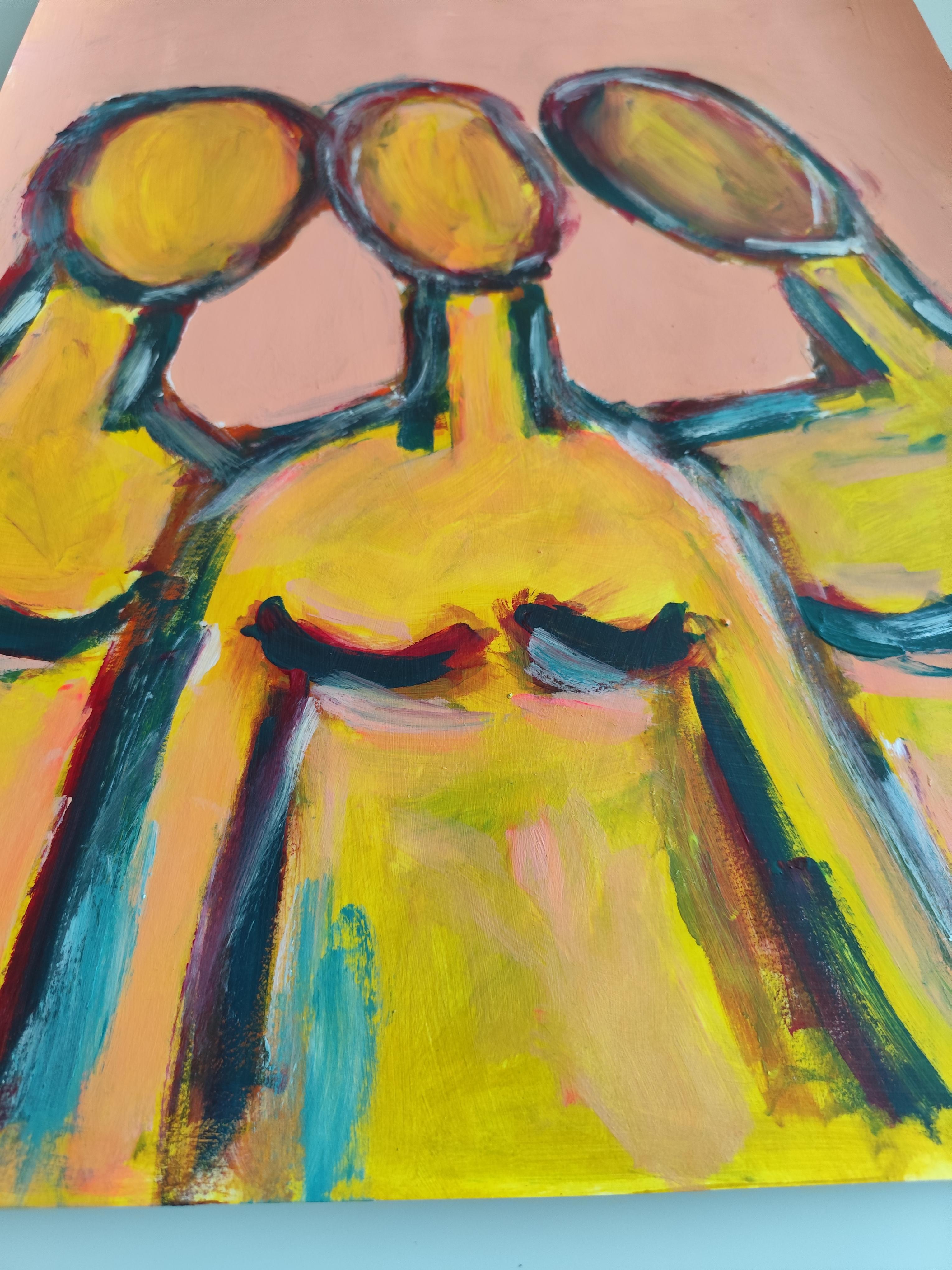 Abstract expressionist figurative art portrait of faceless women 
