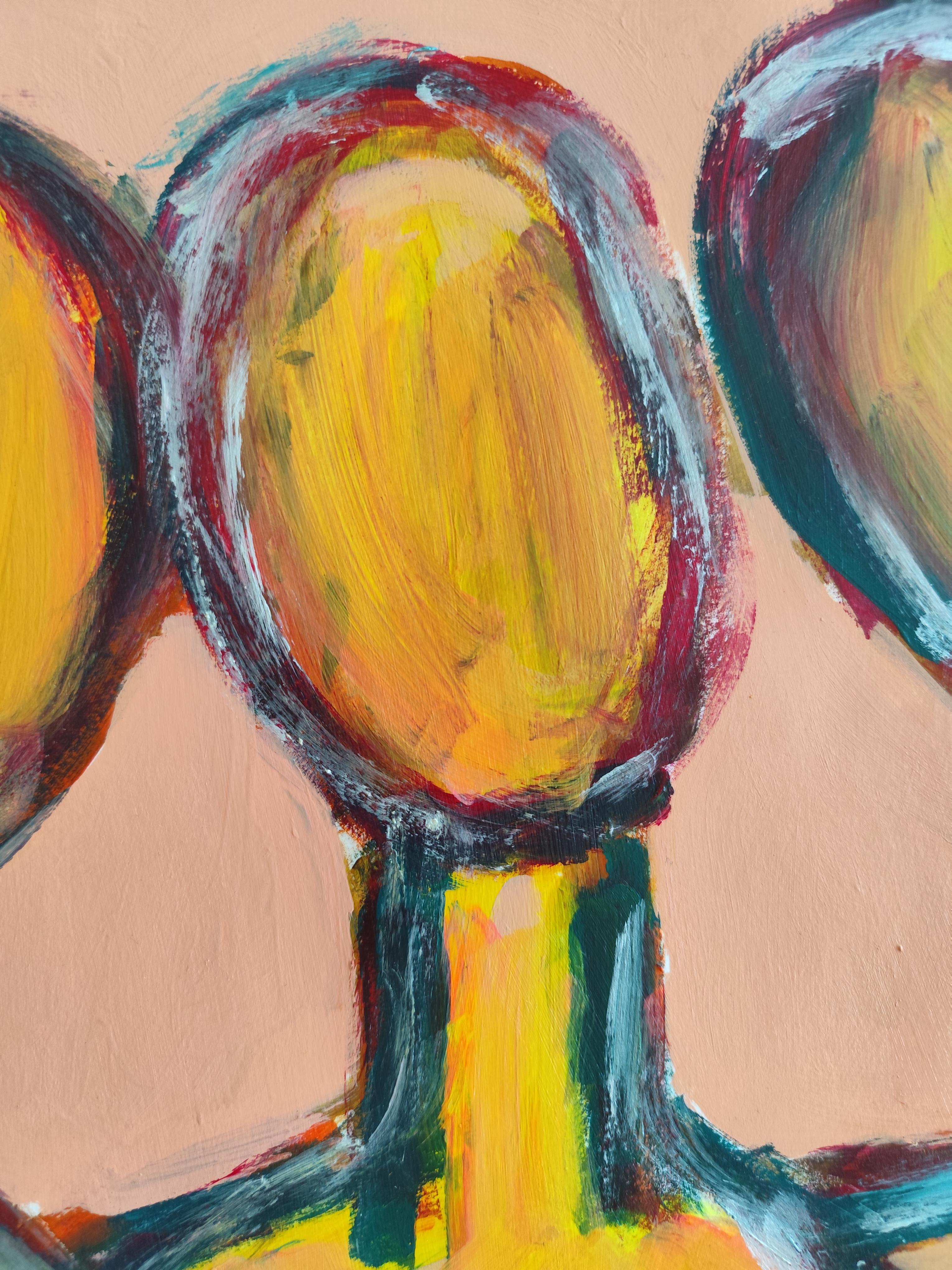 Abstract expressionist figurative art portrait of faceless women 