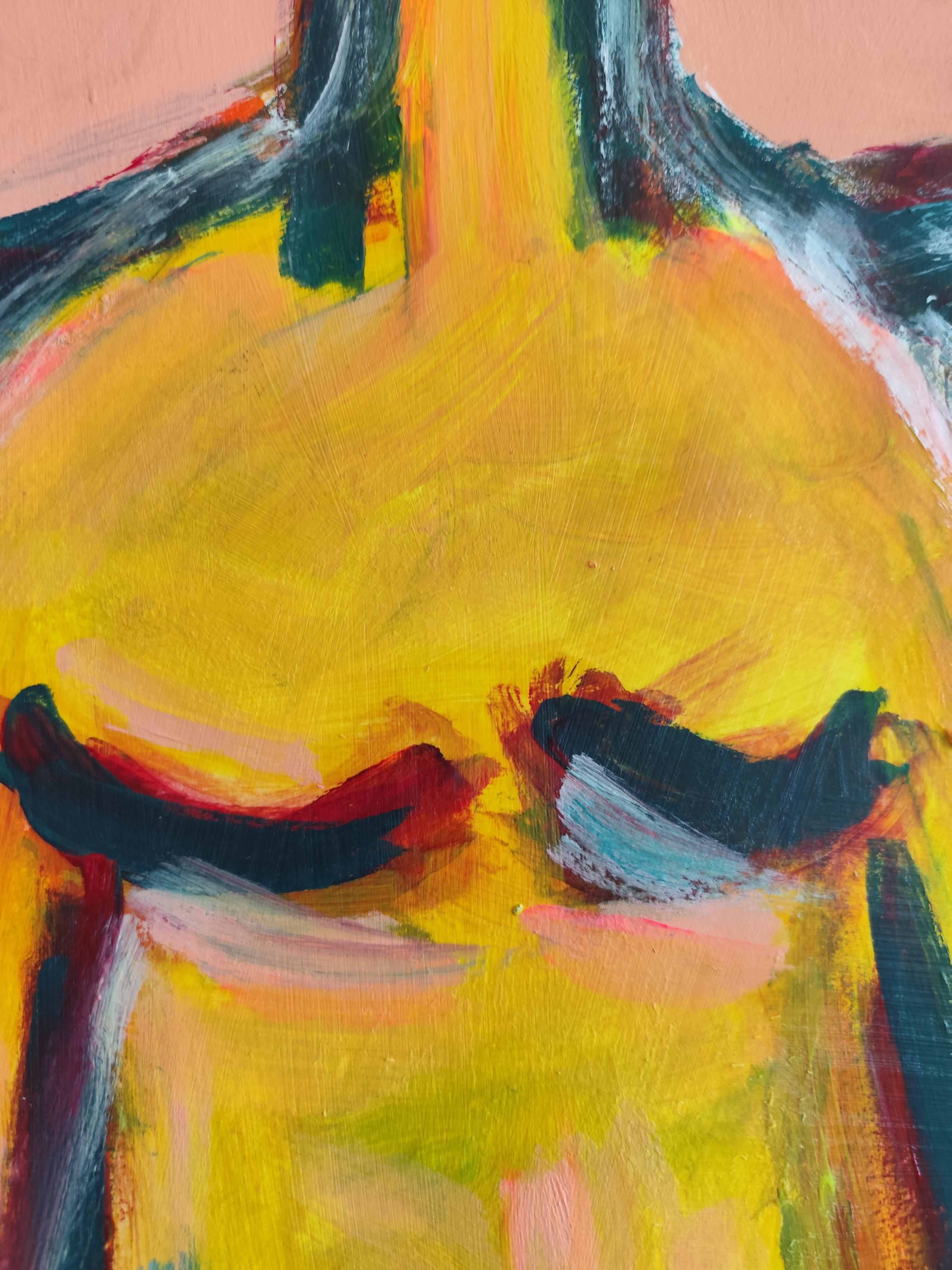 Abstract expressionist figurative art portrait of faceless women 