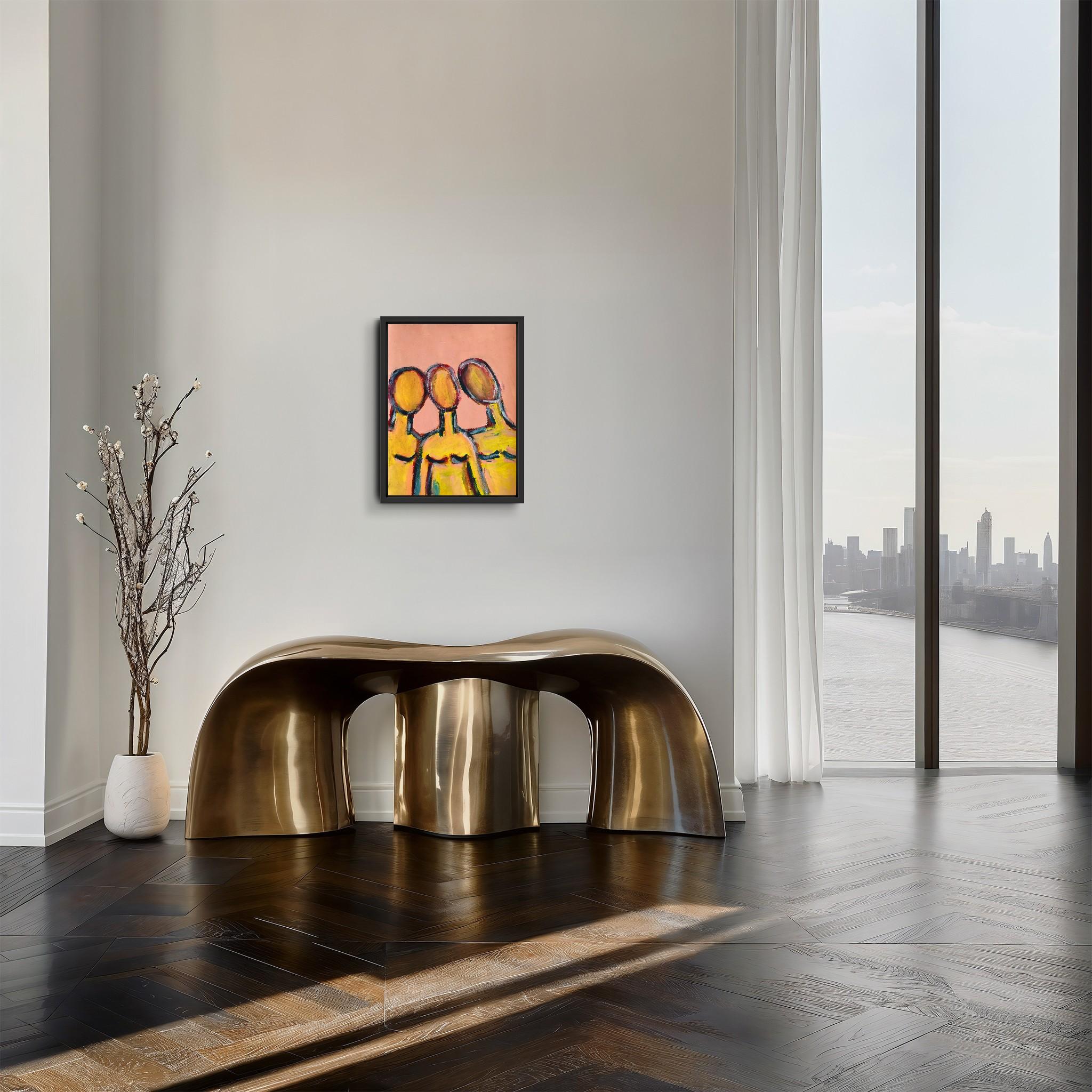 This contemporary abstract expressionist figurative portrait of three figures, 