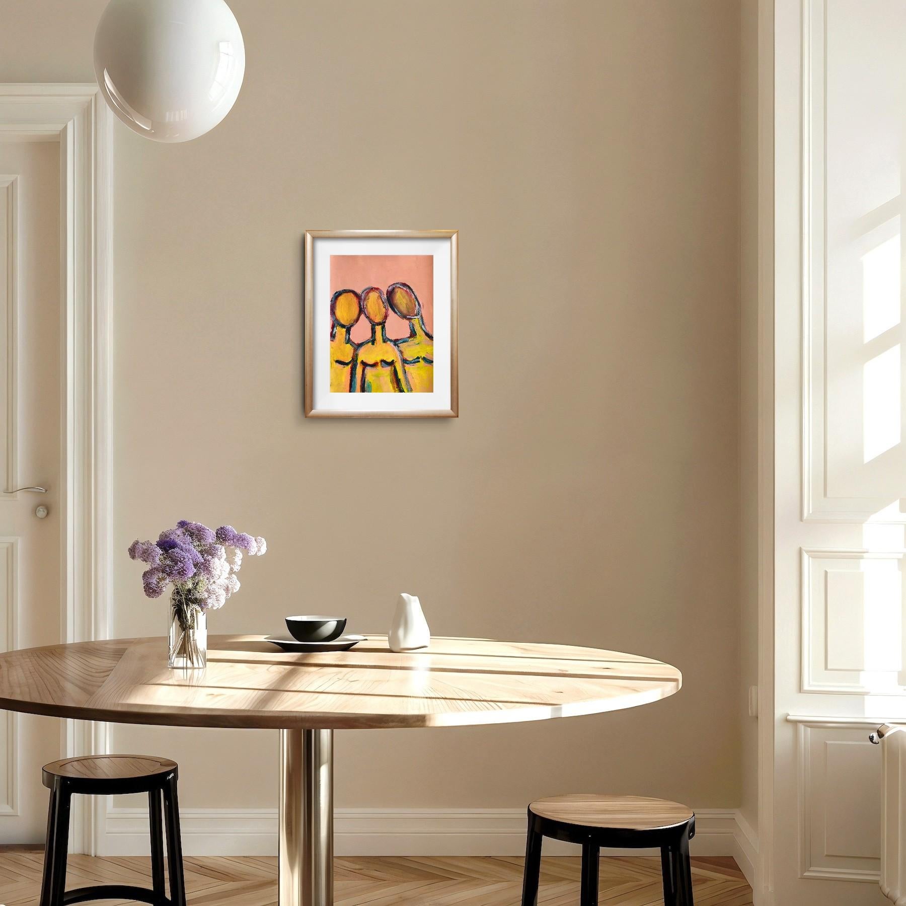 Abstract expressionist figurative art portrait of faceless women 