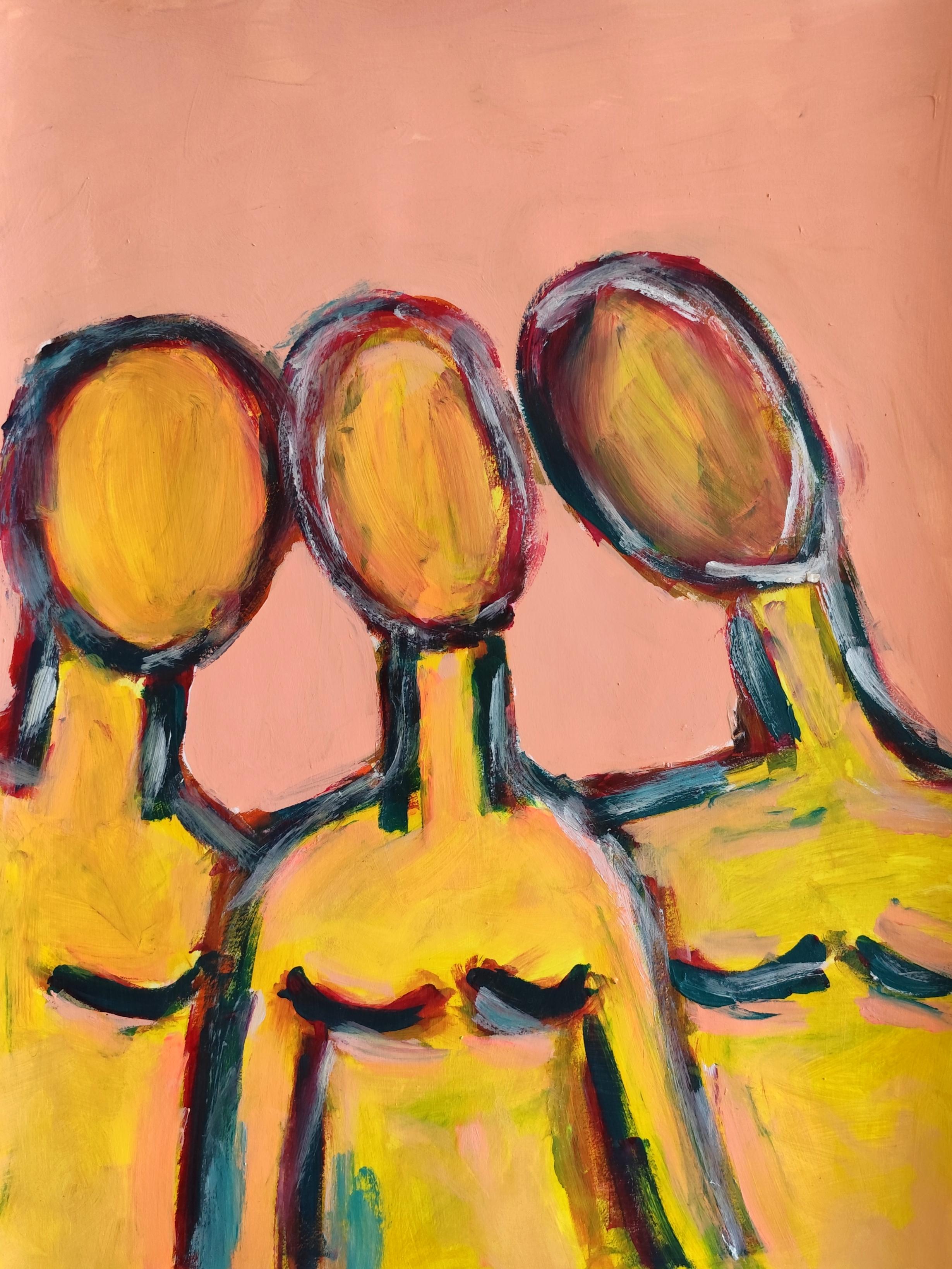 Mougenot Natalya Portrait Photograph - Abstract expressionist figurative art portrait of faceless women "Shared force"
