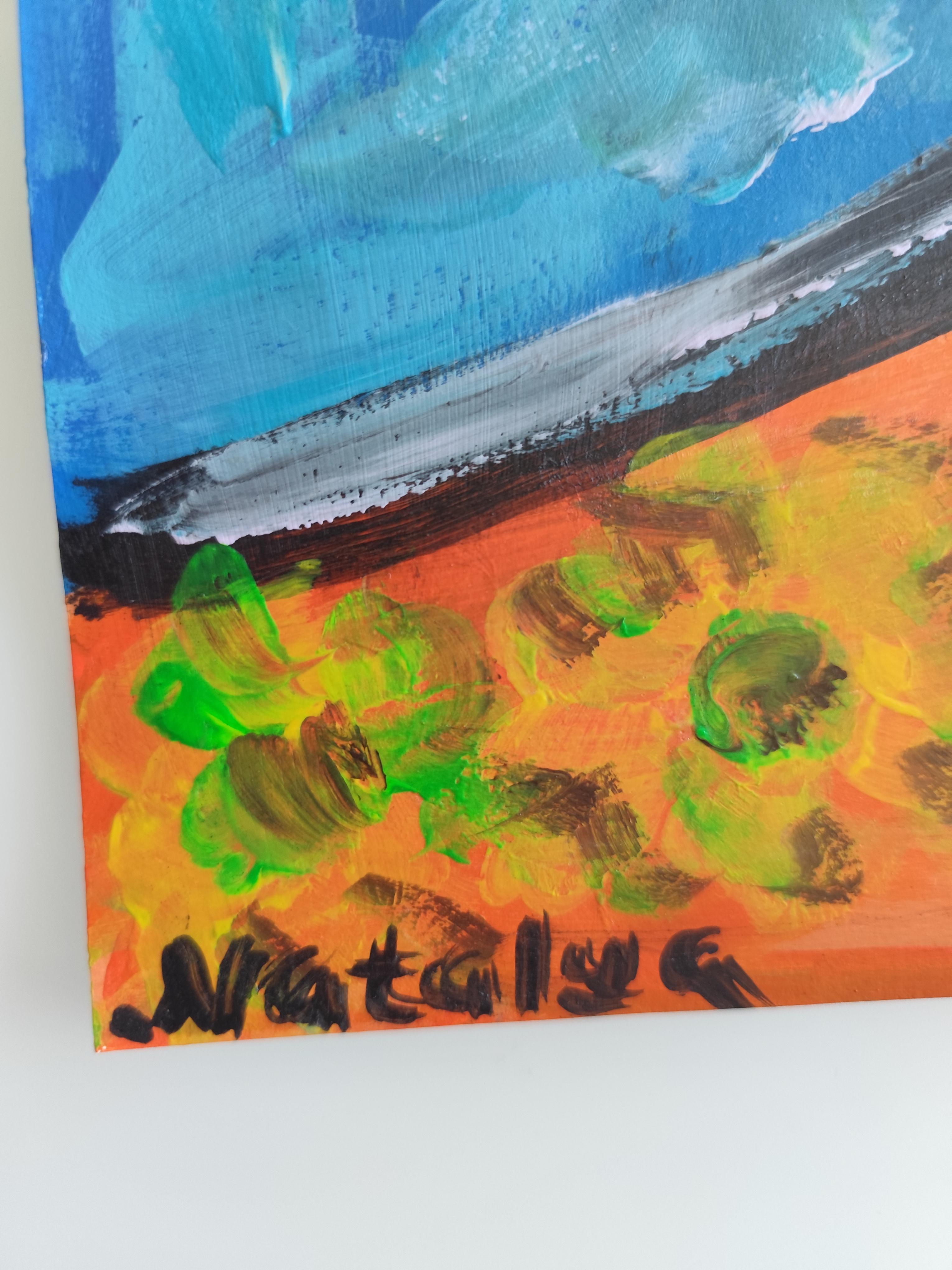 Zeitgenössisches, abstraktes, expressionistisches, lebendiges Acrylporträt auf Papier 