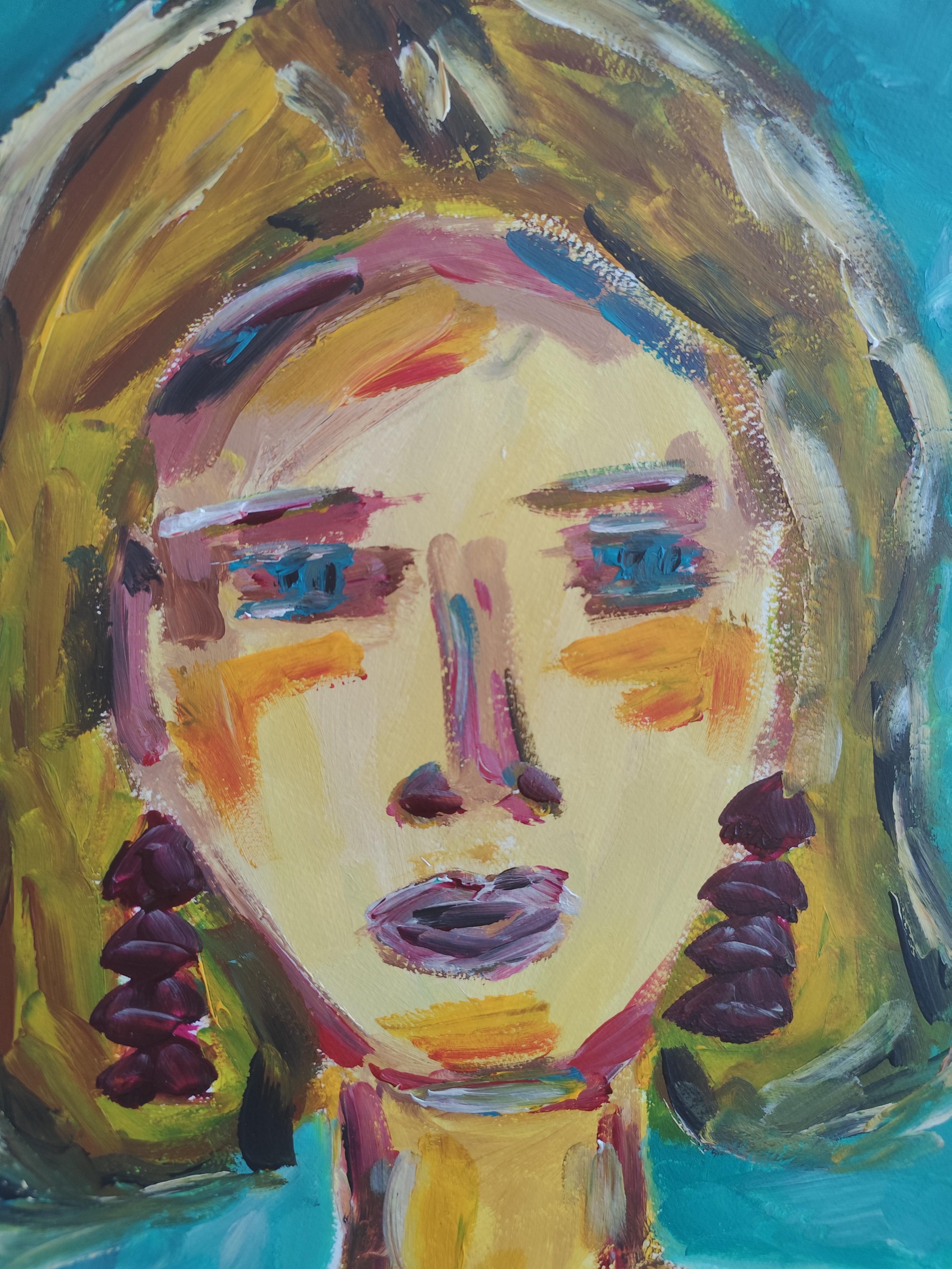 Contemporary abstract expressionist woman's portrait 