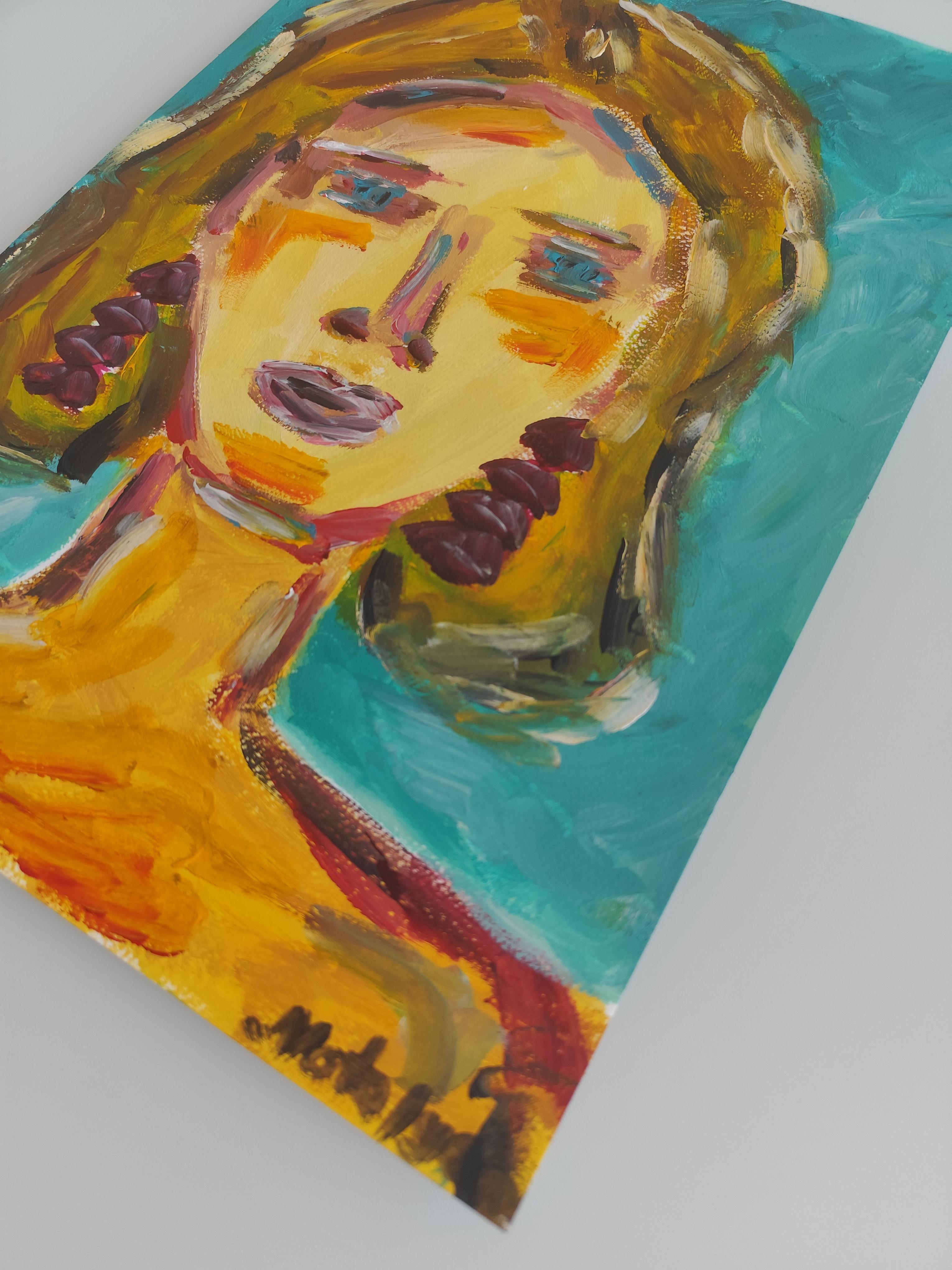 Contemporary abstract expressionist woman's portrait 