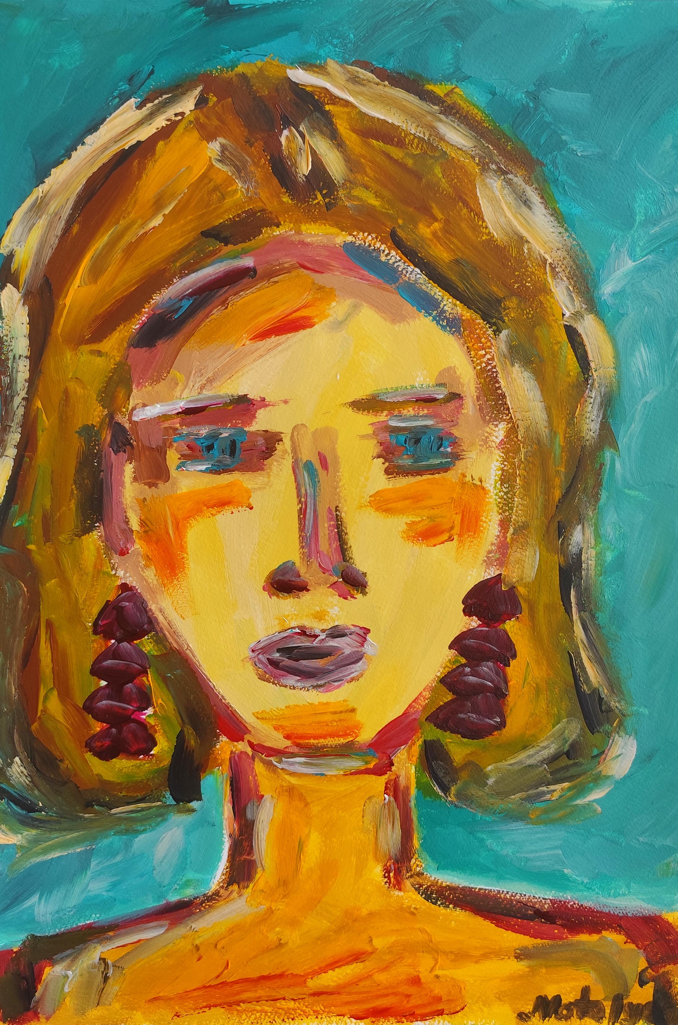 Mougenot Natalya Portrait Photograph - Contemporary abstract expressionist woman's portrait "Glimmer of her soul"