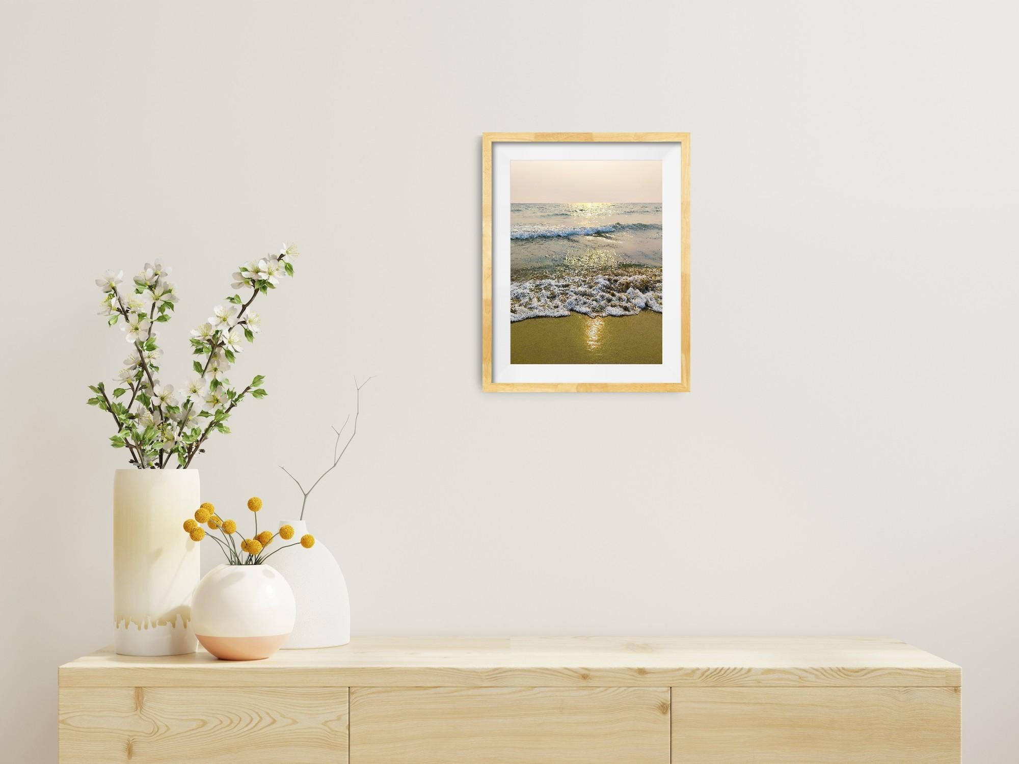 This contemporary fine art photograph, capturing a moment of serene coastal silence, was taken by French artist and painter Natalya Mougenot in August 2025 on the southern shores of France. It is part of her ongoing series celebrating the quiet