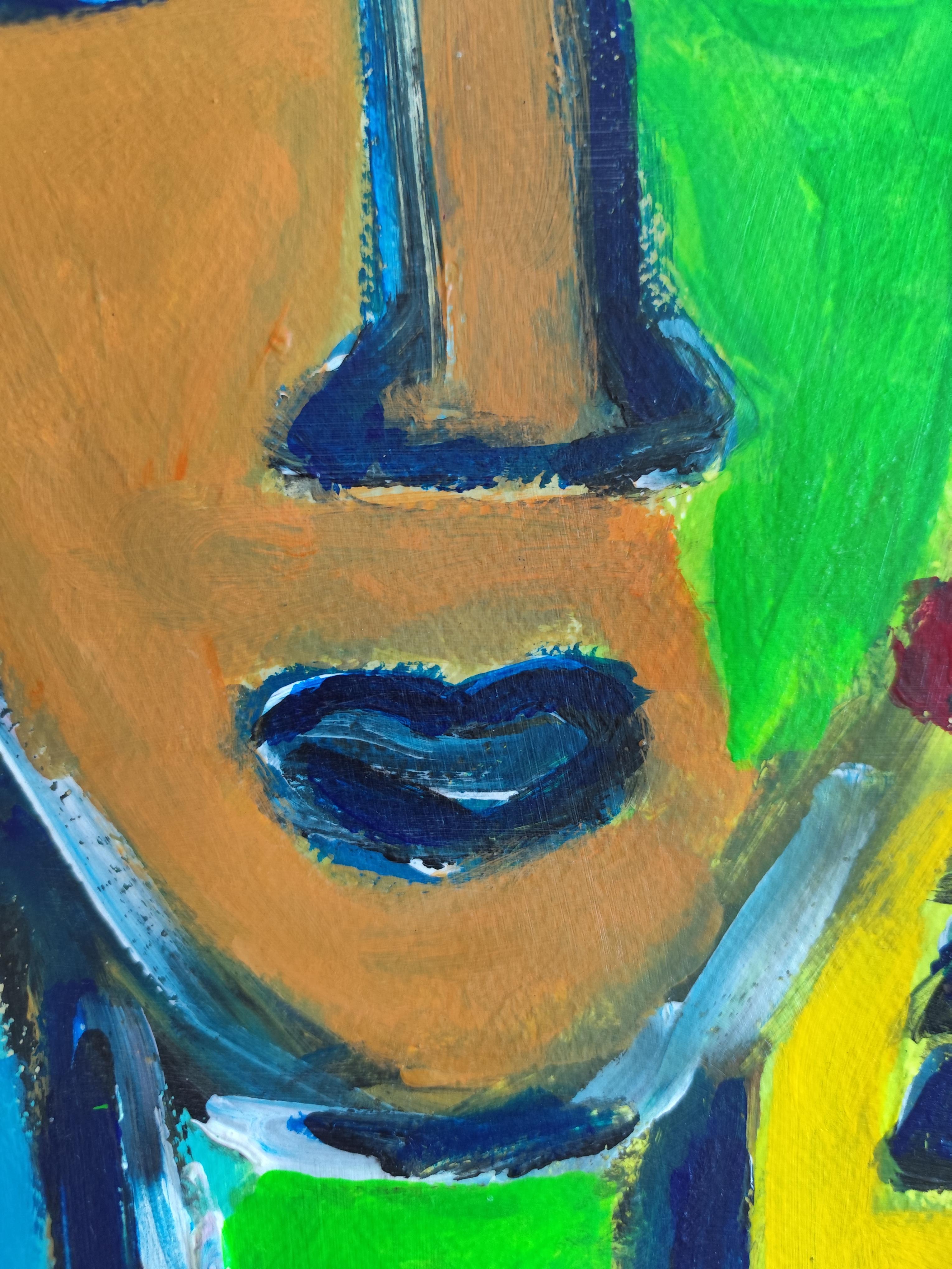 Modern abstract expressionist fauvist art naïve acrylic portrait 