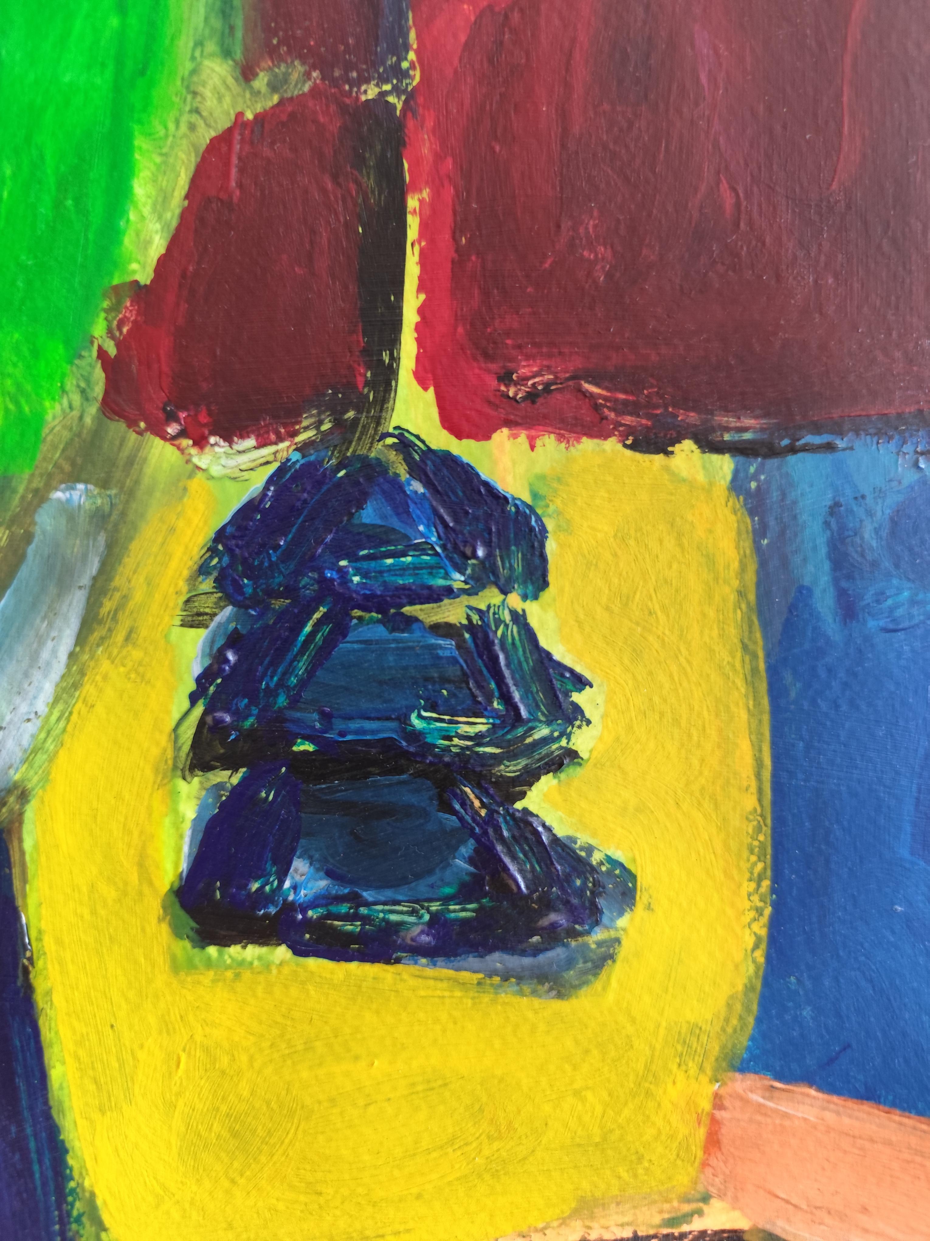 Modern abstract expressionist fauvist art naïve acrylic portrait 