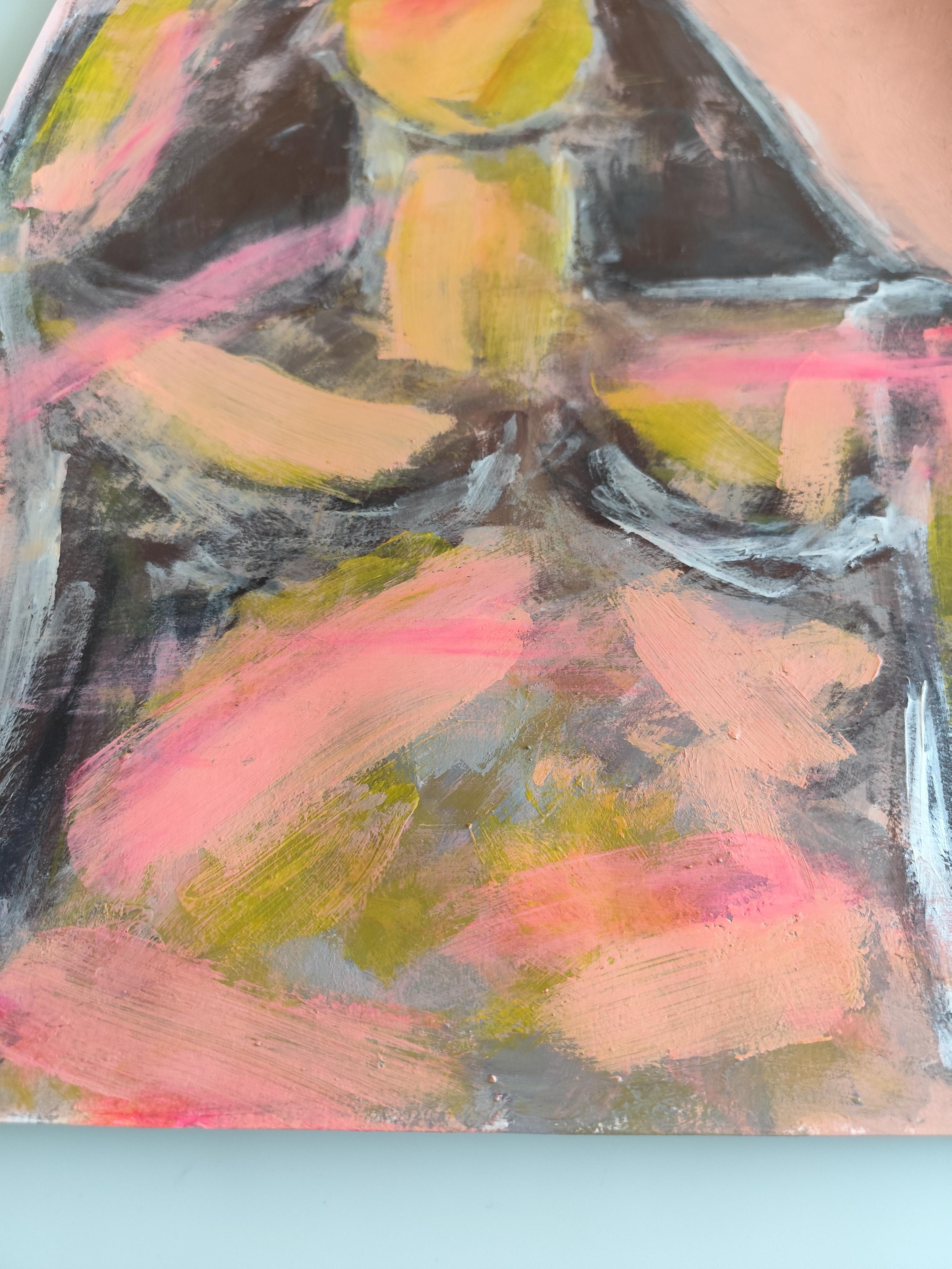 Modern abstract expressionist woman's figure acrylic painting 
