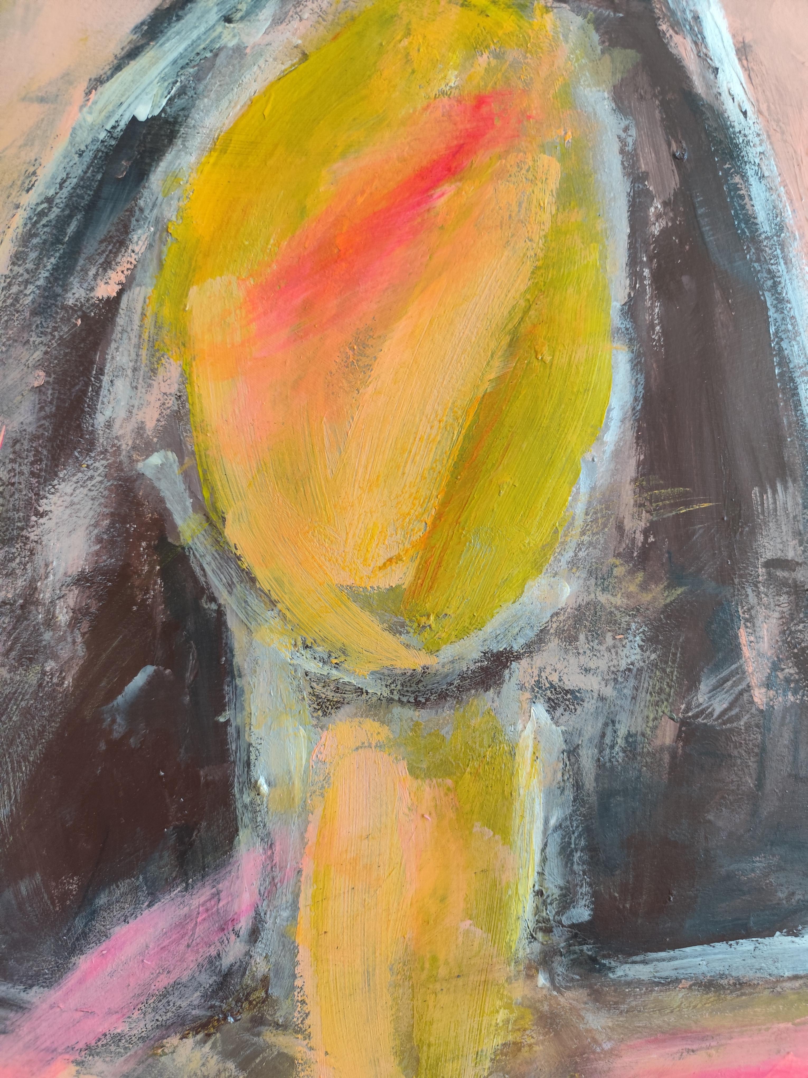 Modern abstract expressionist woman's figure acrylic painting 