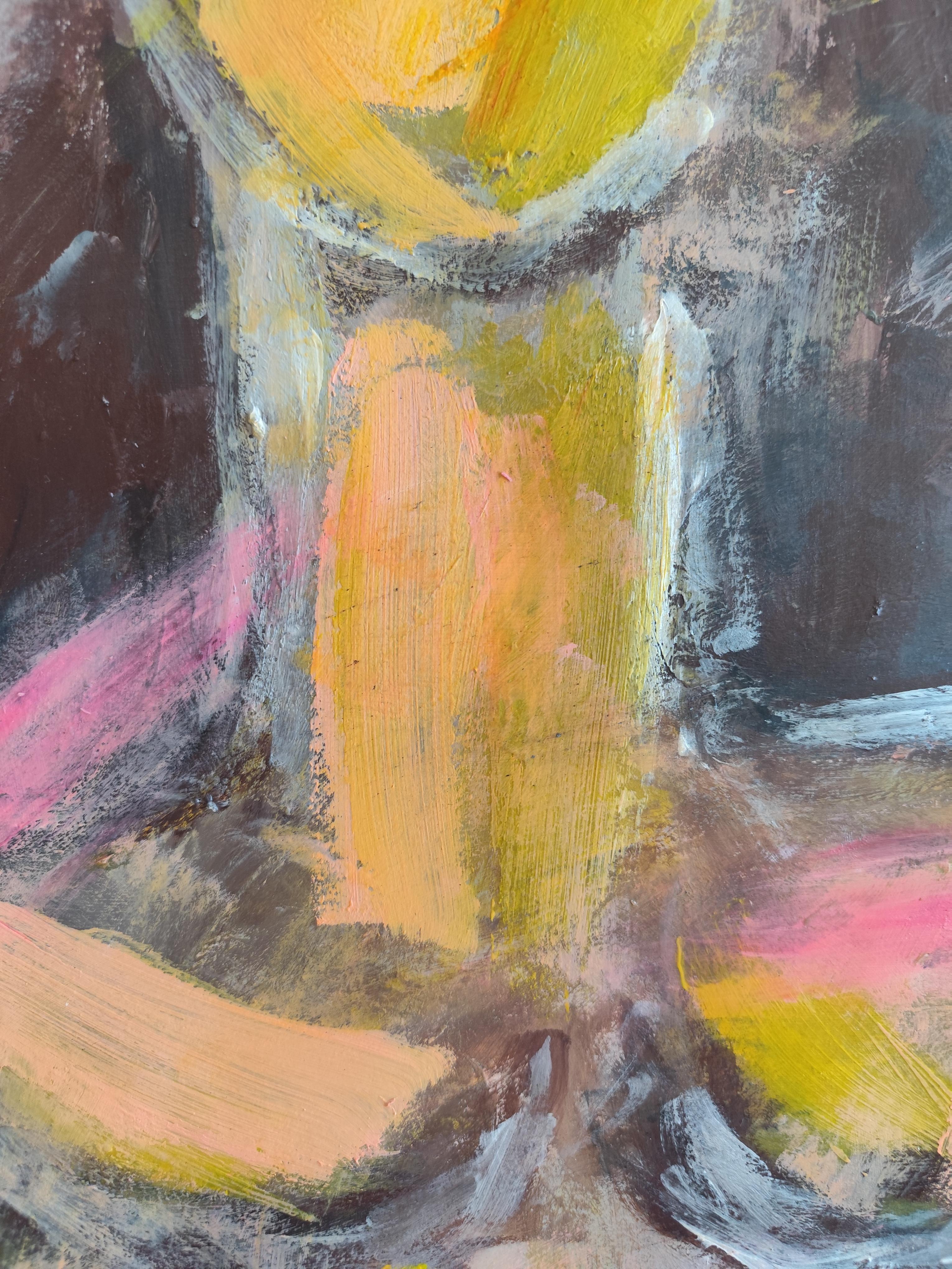 Modern abstract expressionist woman's figure acrylic painting 