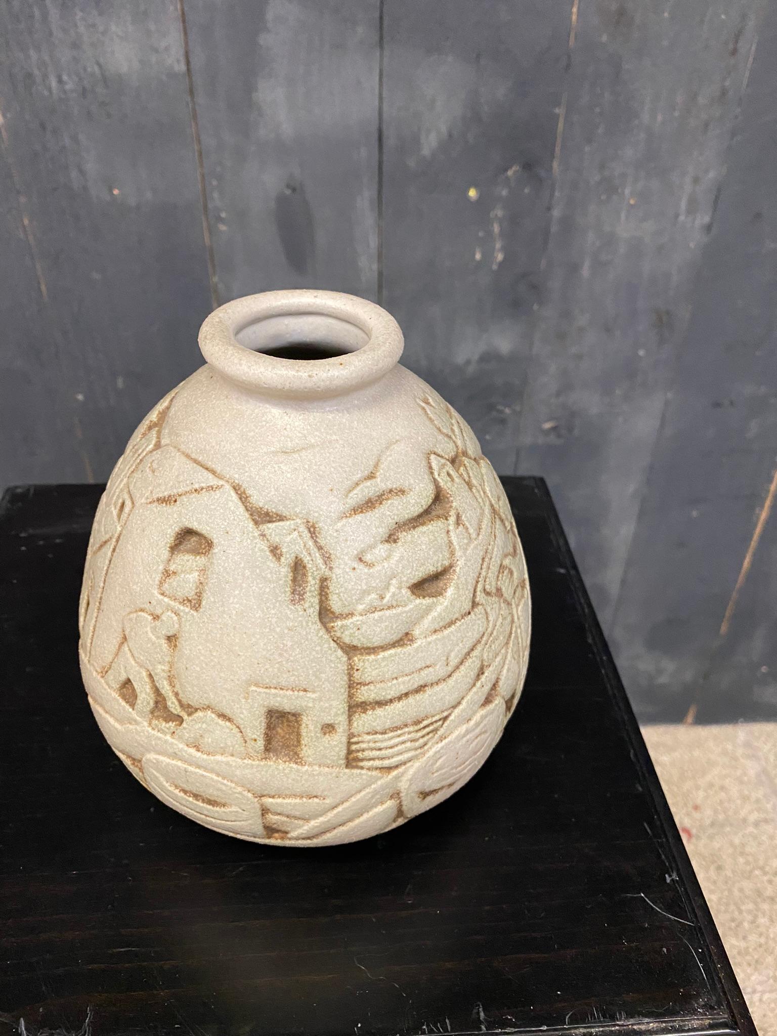 Keramikvase von Mougin aus Nancy im Zustand „Gut“ im Angebot in Saint-Ouen, FR