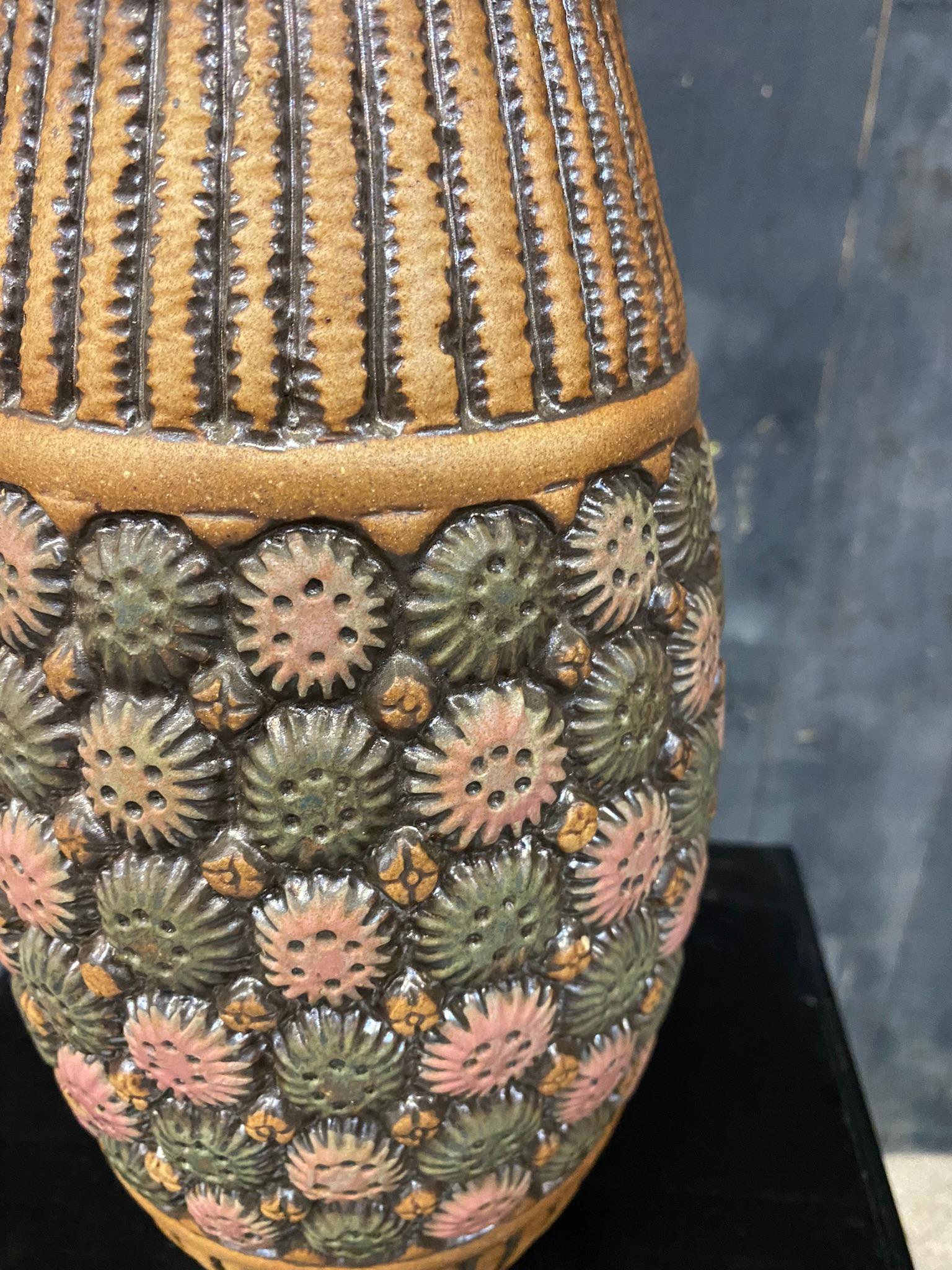 Carved Mougin a Nancy Sandstone Vase For Sale