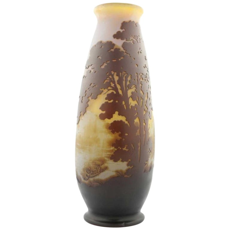 Galle Cameo Glass Vase For Sale