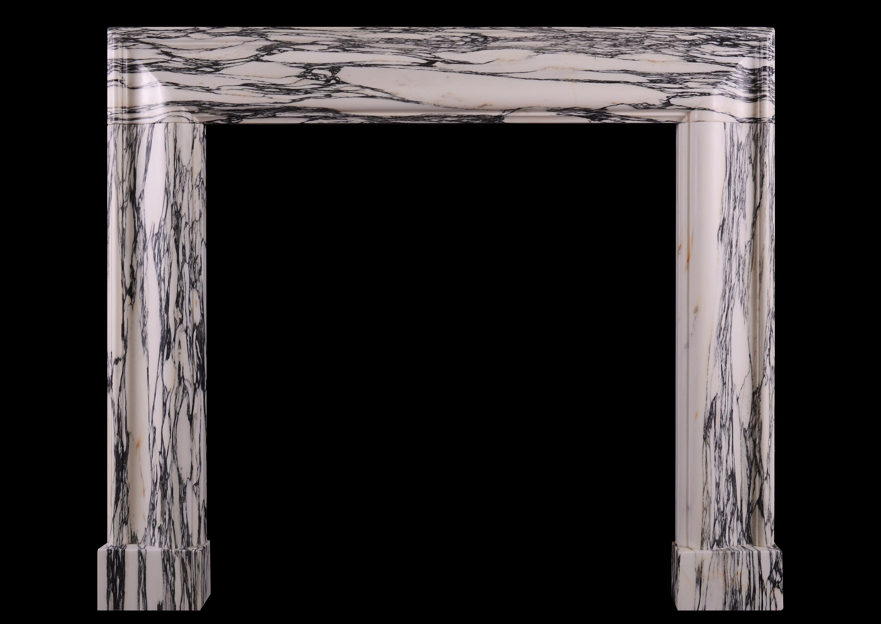 Moulded Bolection Fireplace in a Veined Marble In Excellent Condition In London, GB