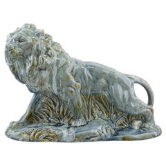 Moulin-des-Loups, Orchies, Art Deco Ceramic Lion Statue, 1920