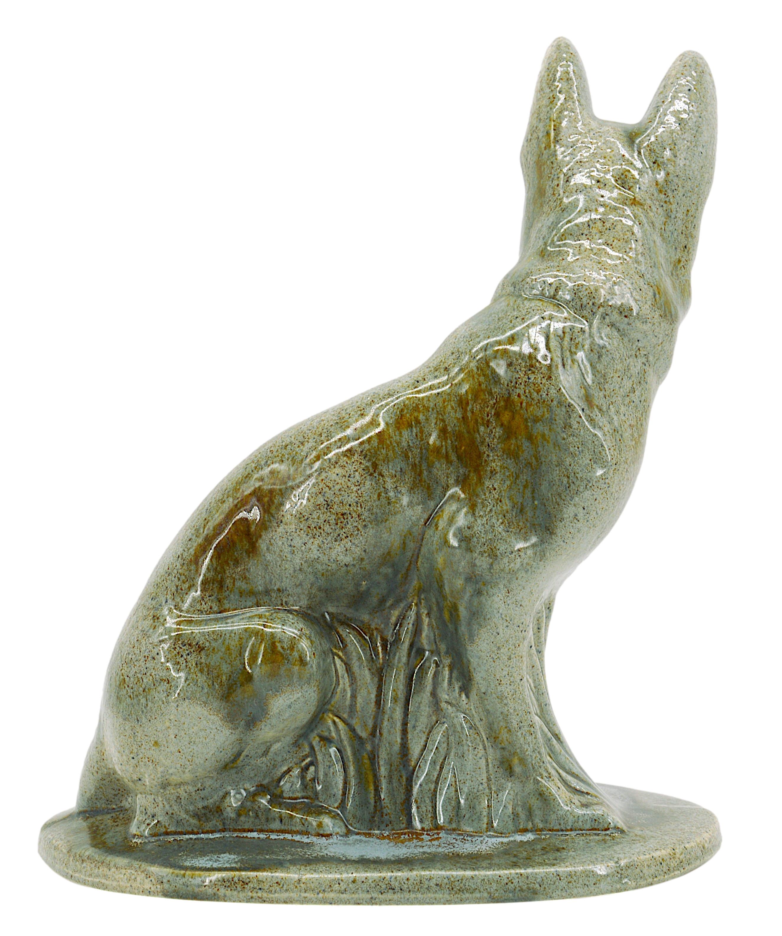 Moulin-des-loups, Orchies, French Art Deco Ceramic German Shepherd, 1930s 1